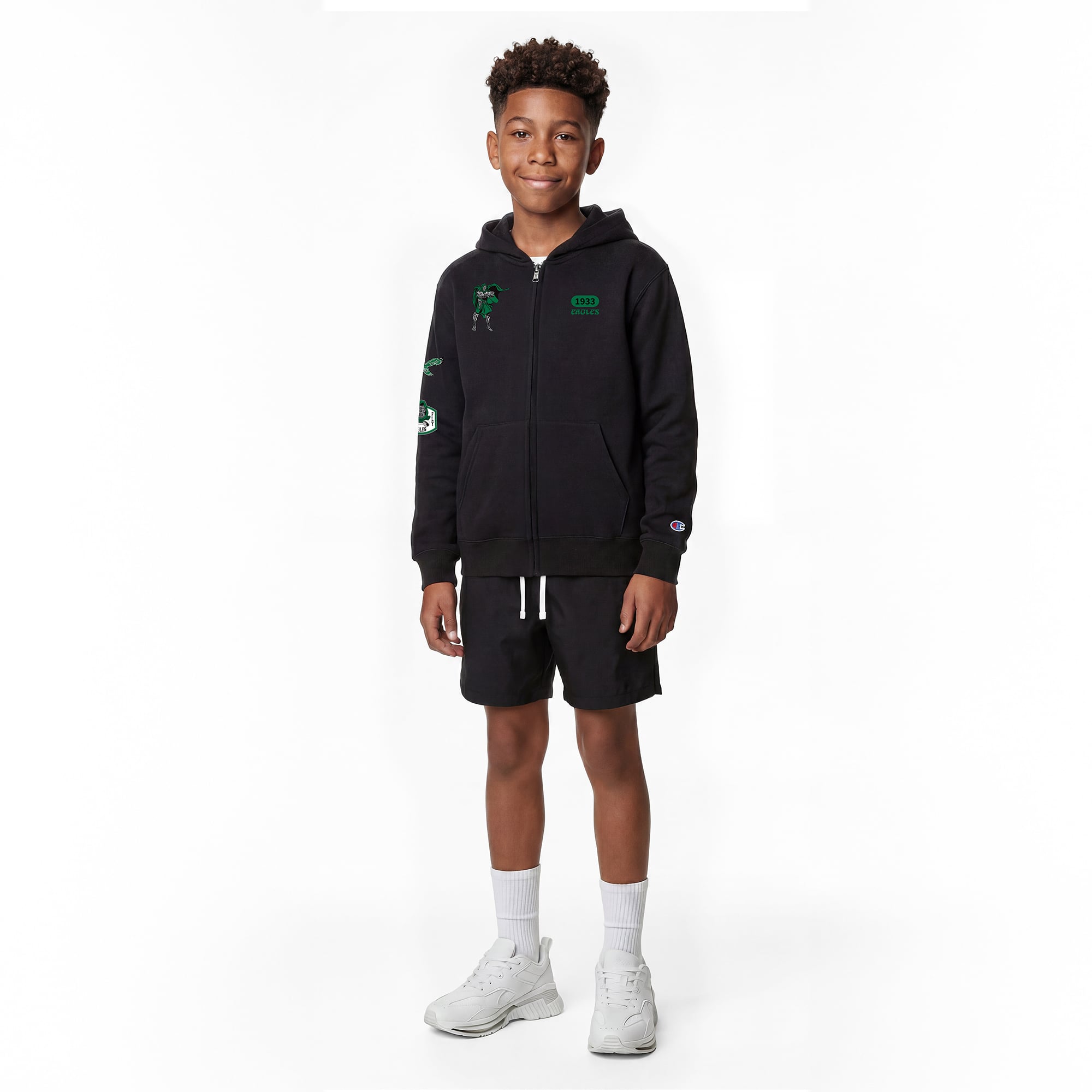 Sweat à capuche zippé Disney x Champion noir Philadelphia Eagles Doctor Doom pour enfant