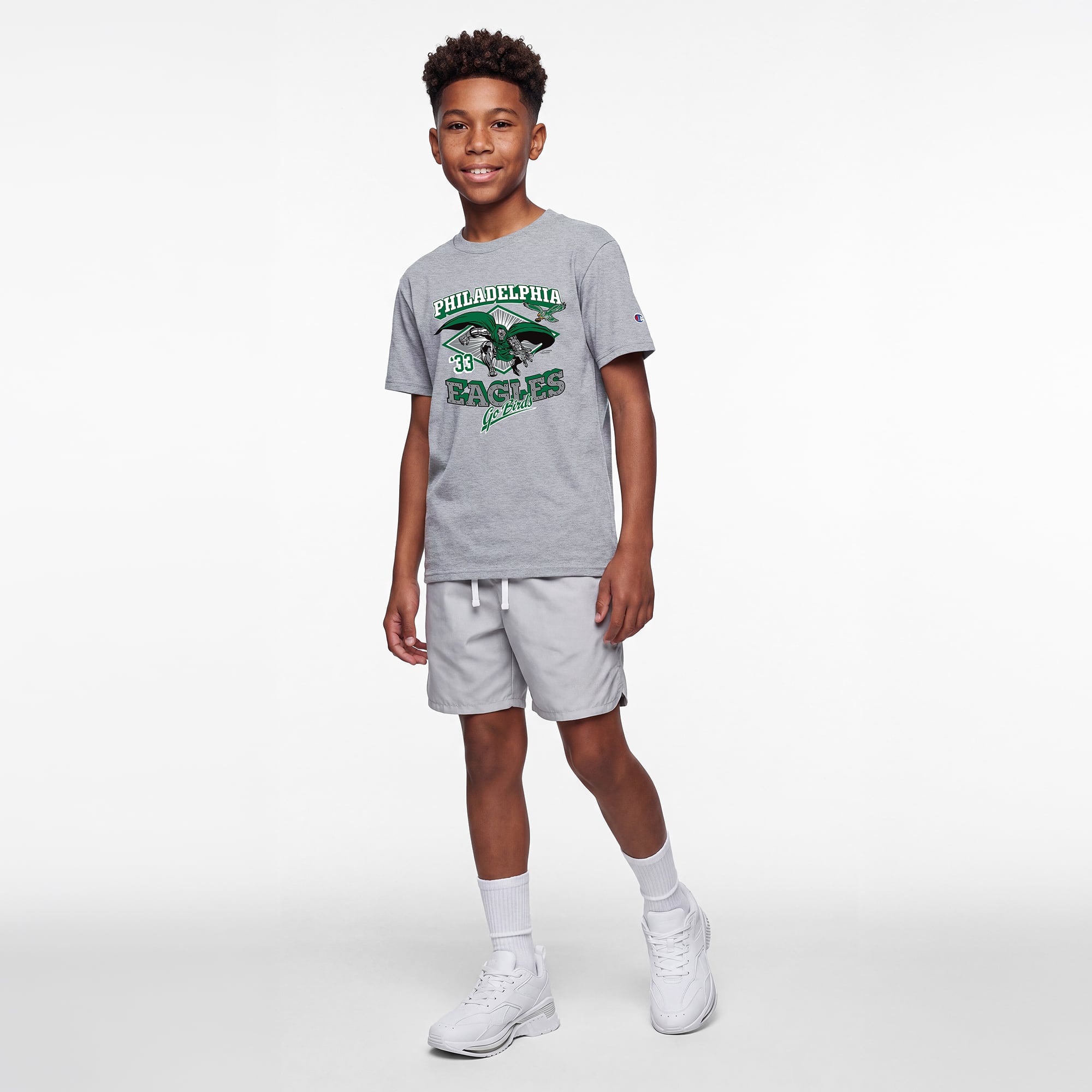 T-shirt enfant Disney x Champion gris chiné Philadelphia Eagles Docteur Doom
