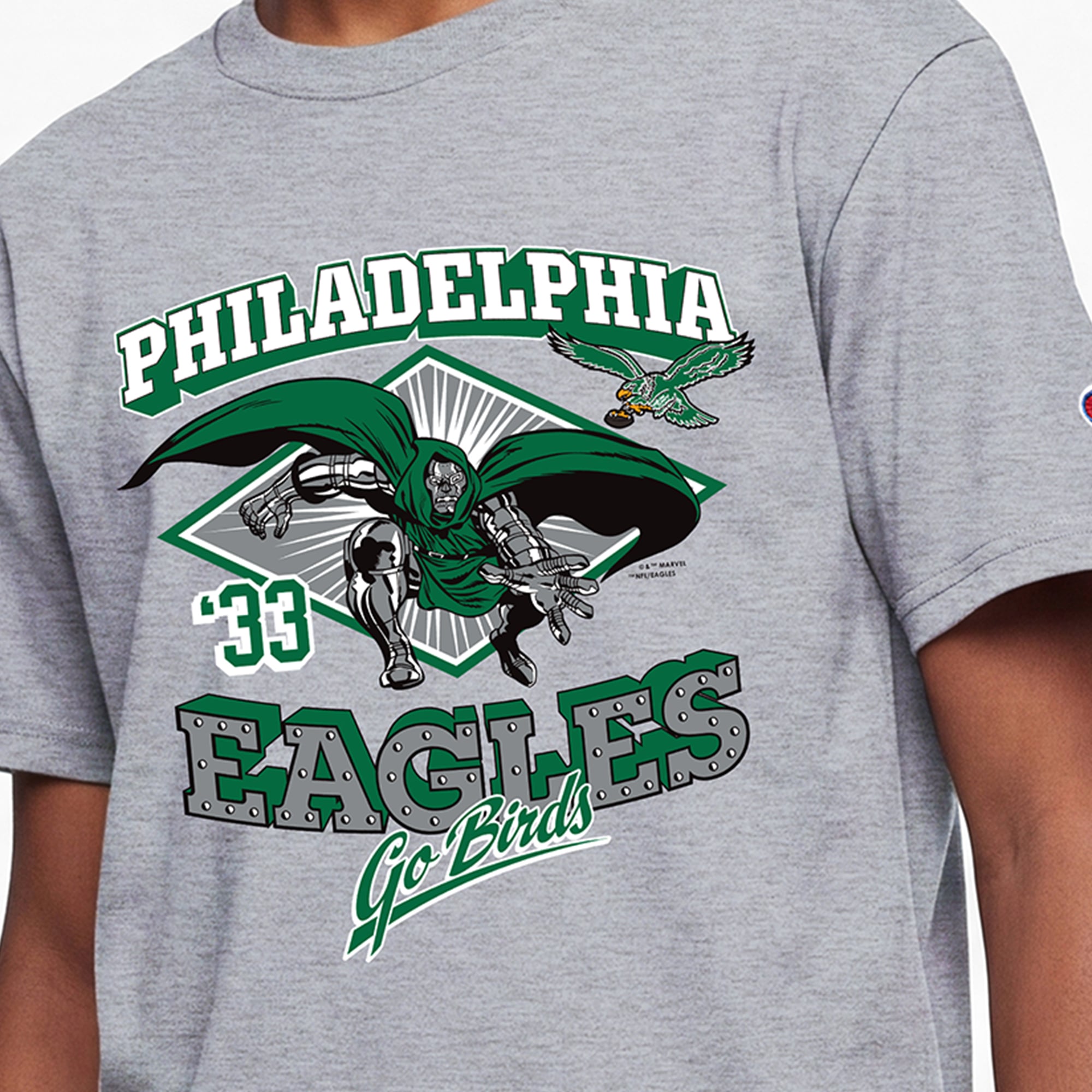 T-shirt enfant Disney x Champion gris chiné Philadelphia Eagles Docteur Doom