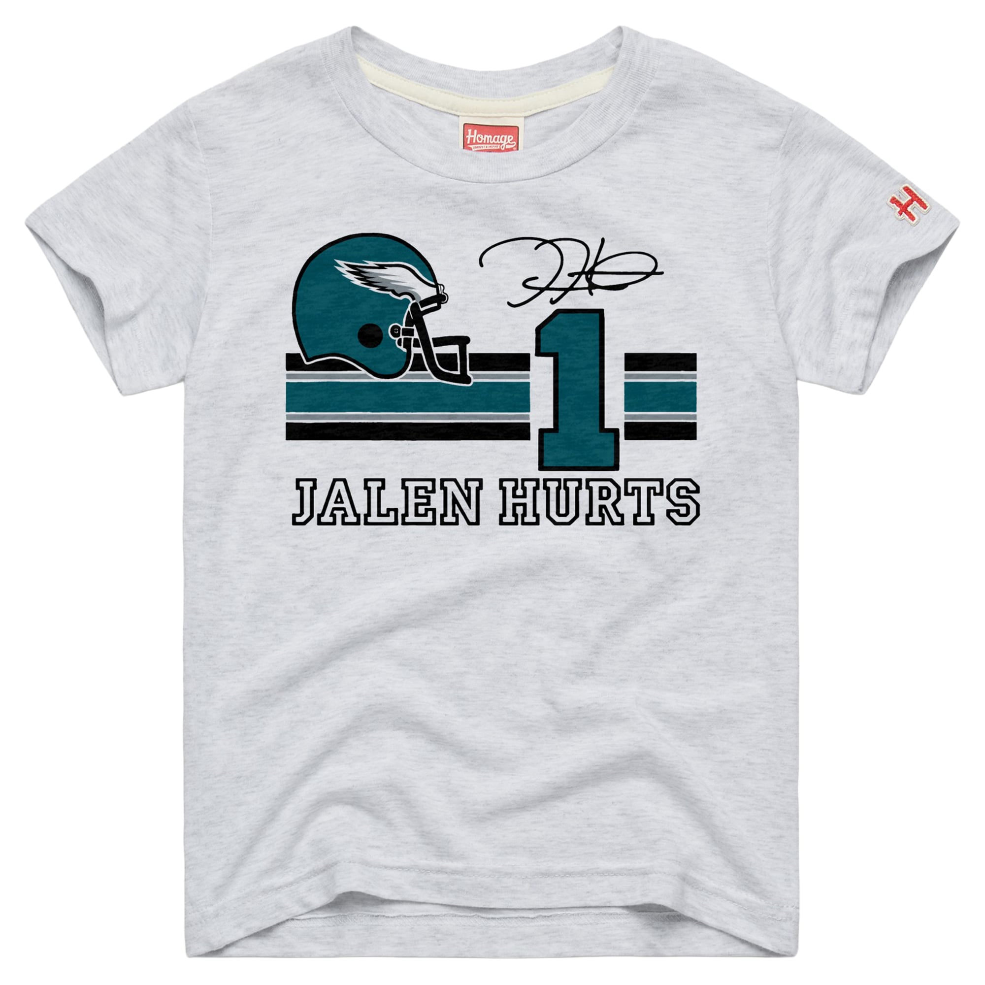 T-shirt Youth Homage Jalen Hurts Ash Philadelphia Eagles Remix Signature Tri-Blend