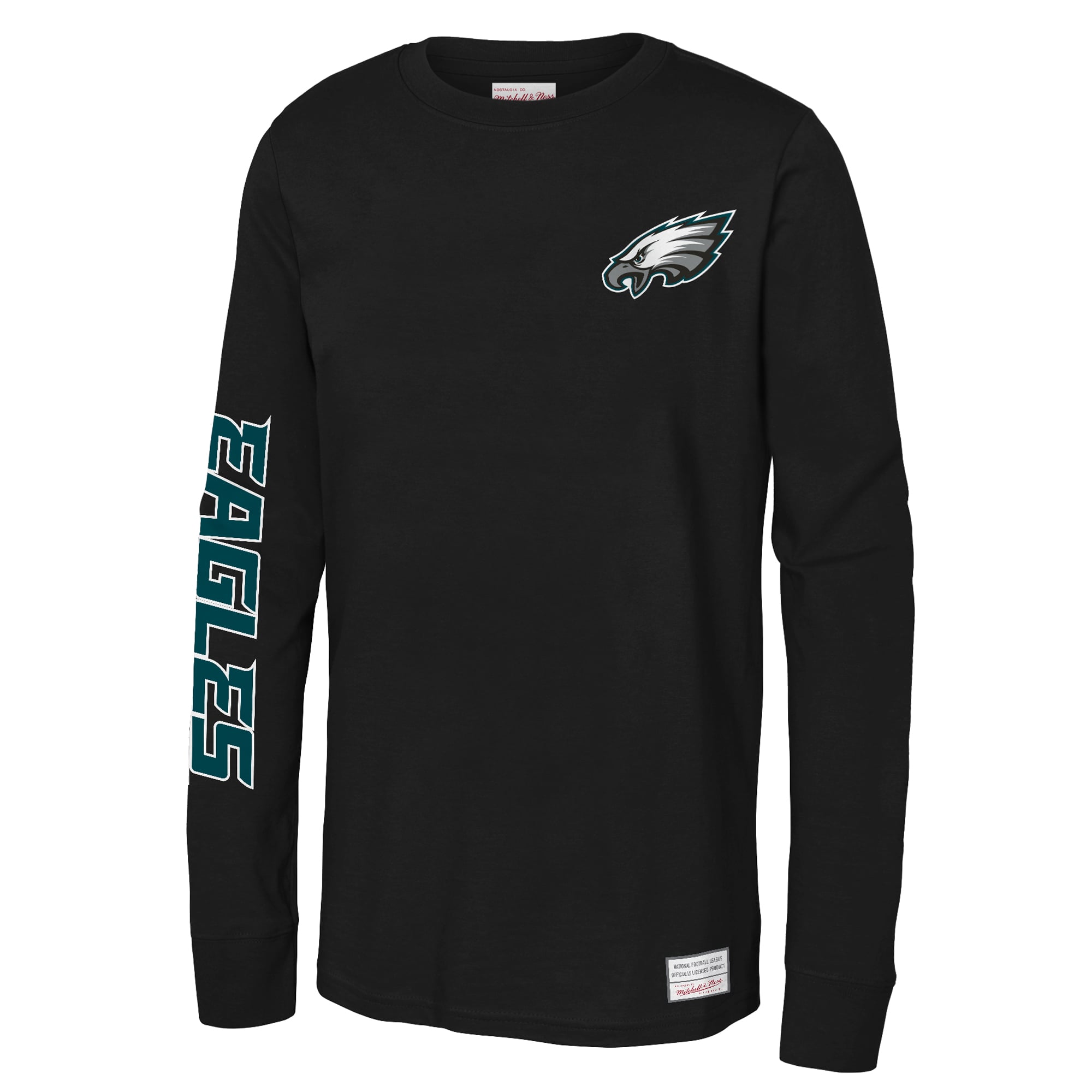 T-shirt à manches longues Mitchell & Ness Kelly Green Philadelphia Eagles Triple Play pour enfant