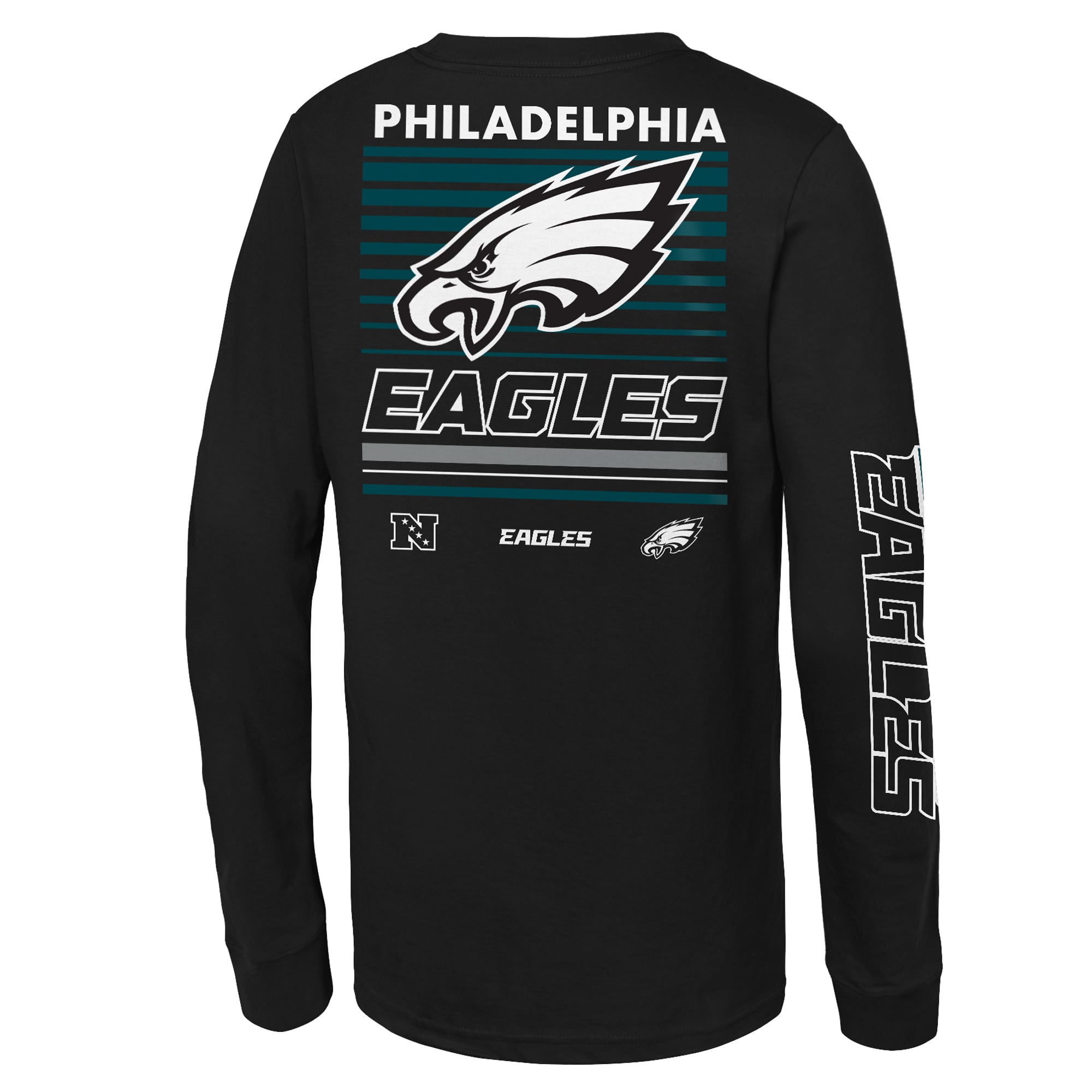 T-shirt à manches longues Mitchell & Ness Kelly Green Philadelphia Eagles Triple Play pour enfant