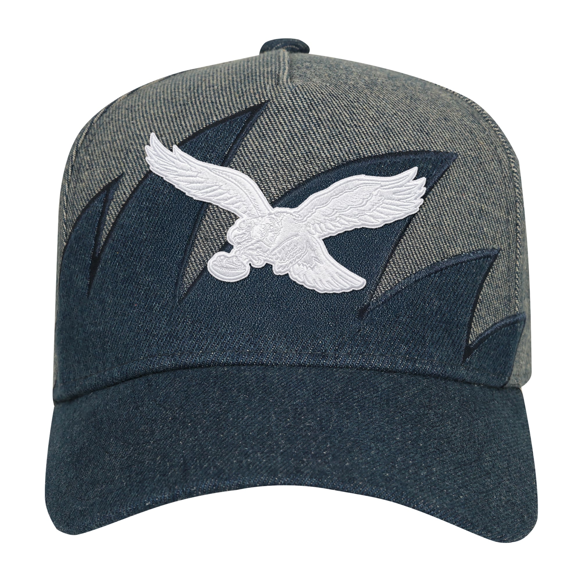 Youth Mitchell & Ness Denim Philadelphia Eagles Sharktooth Pro Pinch Snapback Hat