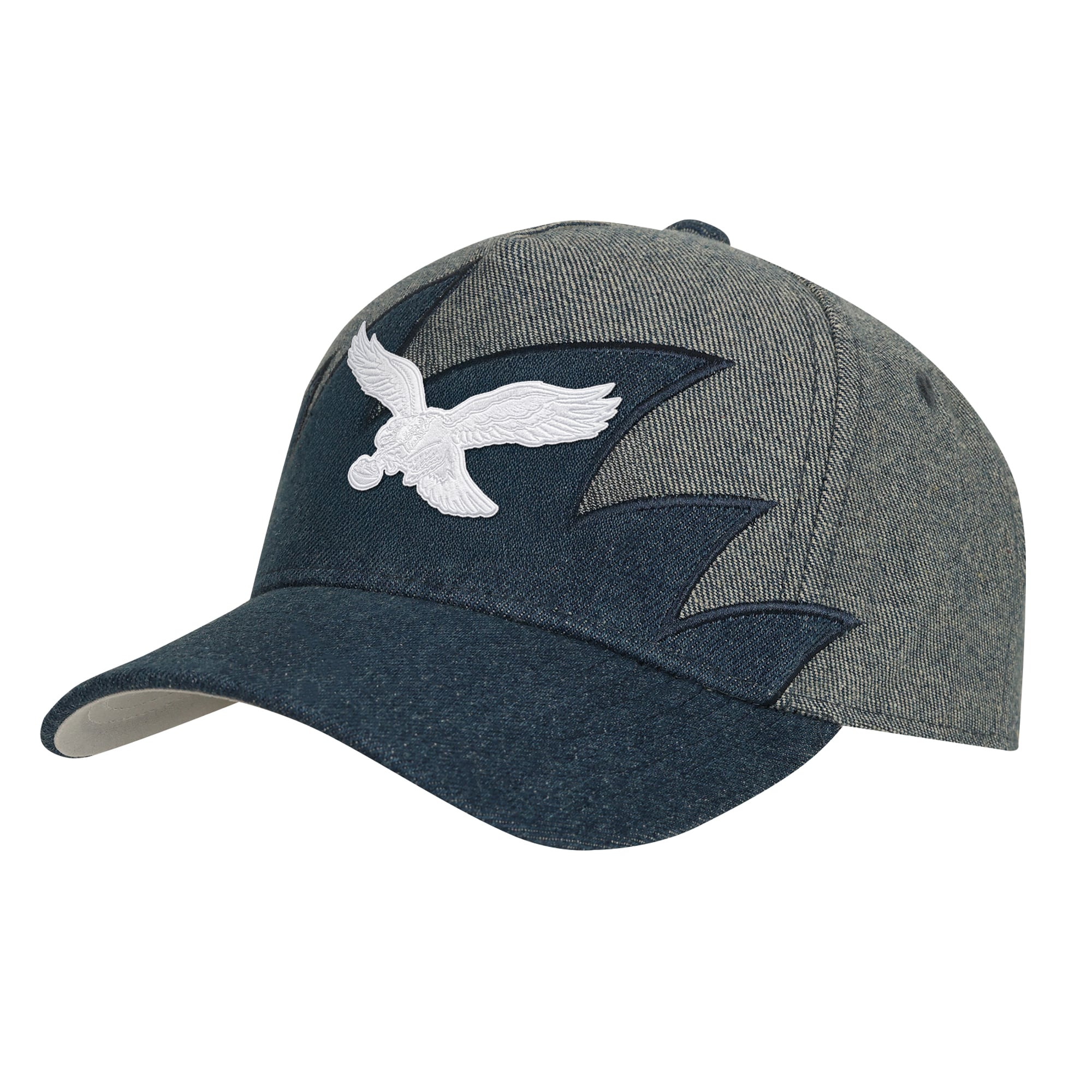 Youth Mitchell & Ness Denim Philadelphia Eagles Sharktooth Pro Pinch Snapback Hat