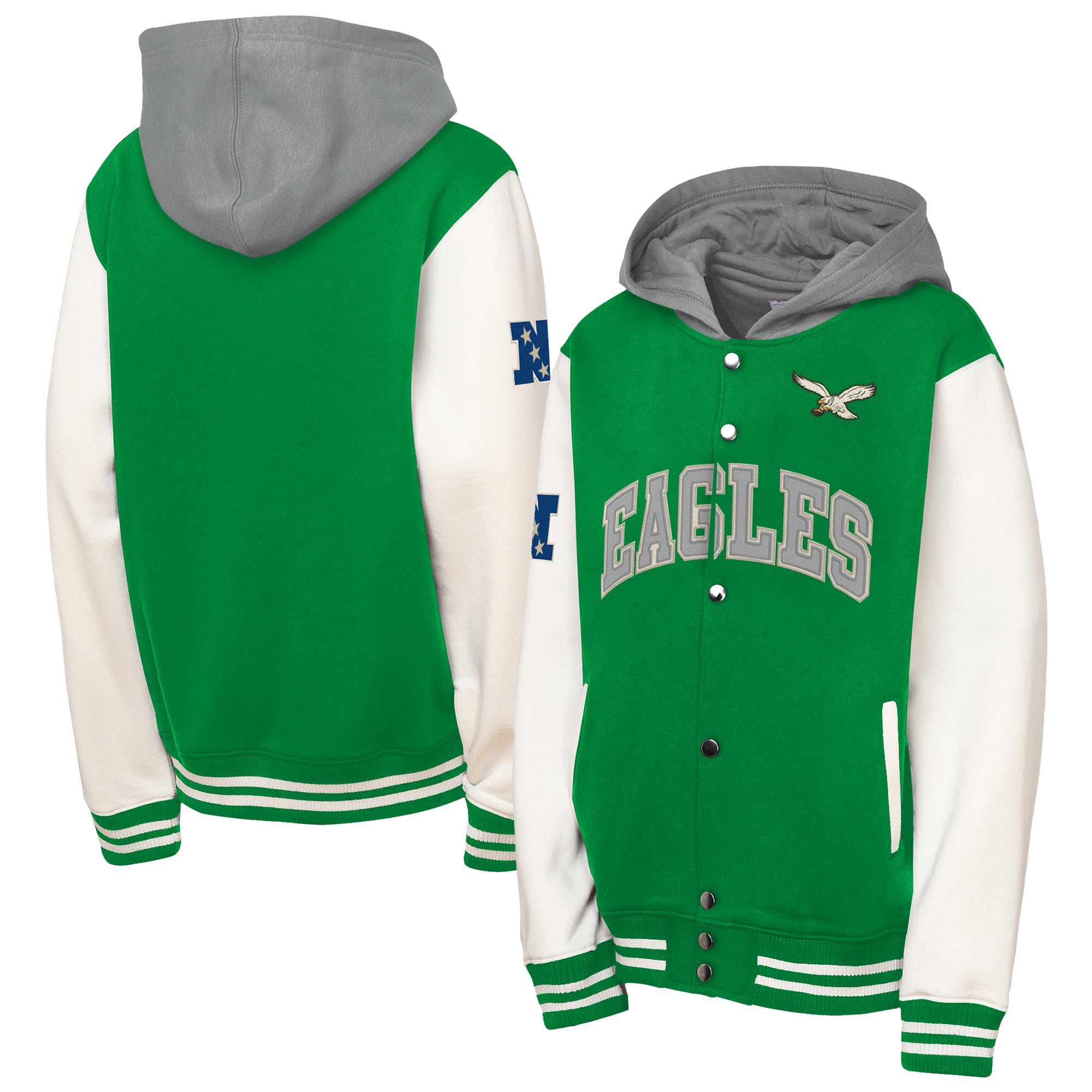 Veste polaire à boutons-pression Mitchell & Ness Kelly Green Philadelphia Eagles pour enfant