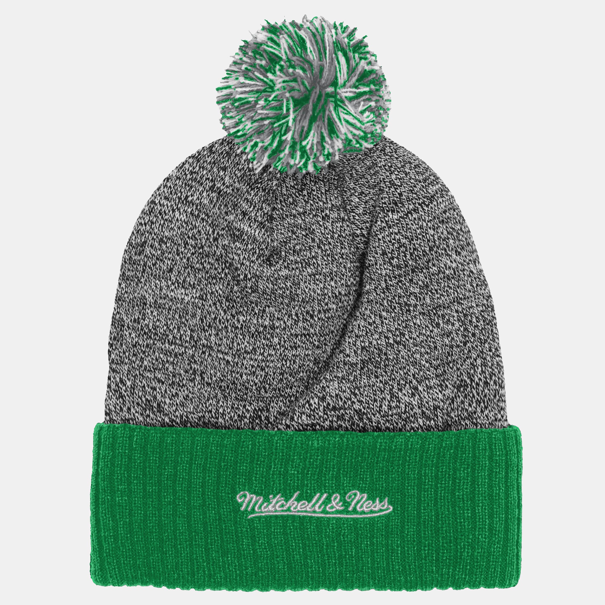 Youth Mitchell & Ness Kelly Green Philadelphia Eagles Cuffed Knit Hat with Puff