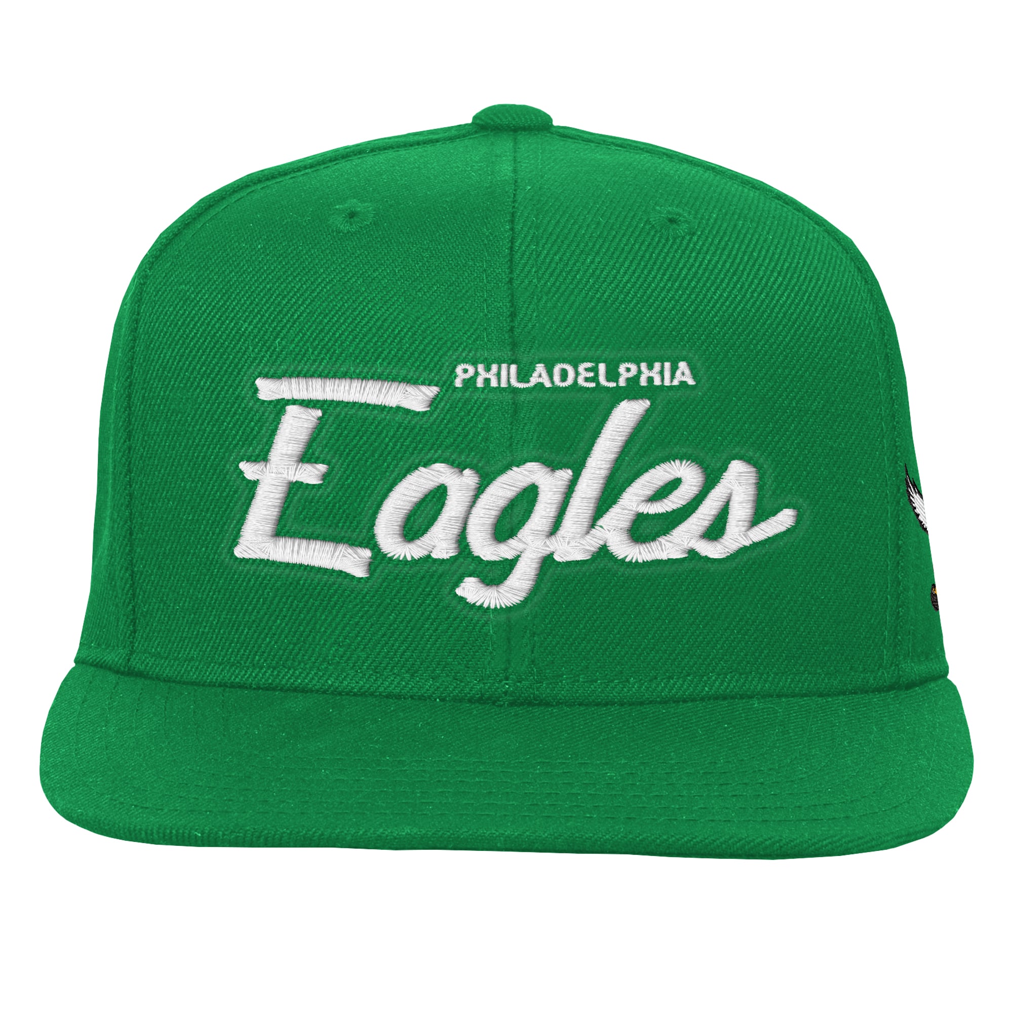 Youth Mitchell & Ness Kelly Green Philadelphia Eagles Head Coach Flat Brim Snapback Hat