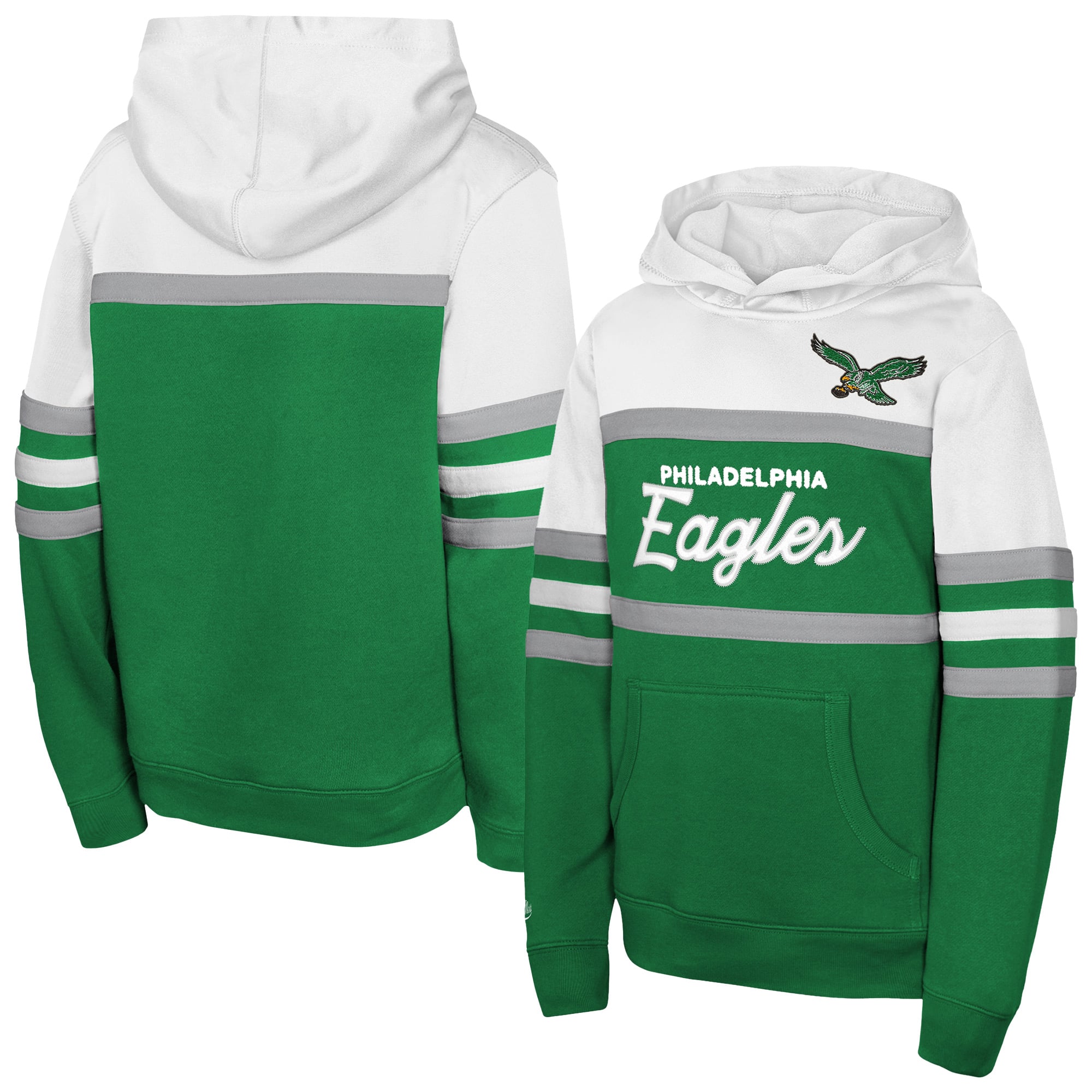 Youth Mitchell & Ness Kelly Green Philadelphia Eagles Throwback Head Coach Hoodie