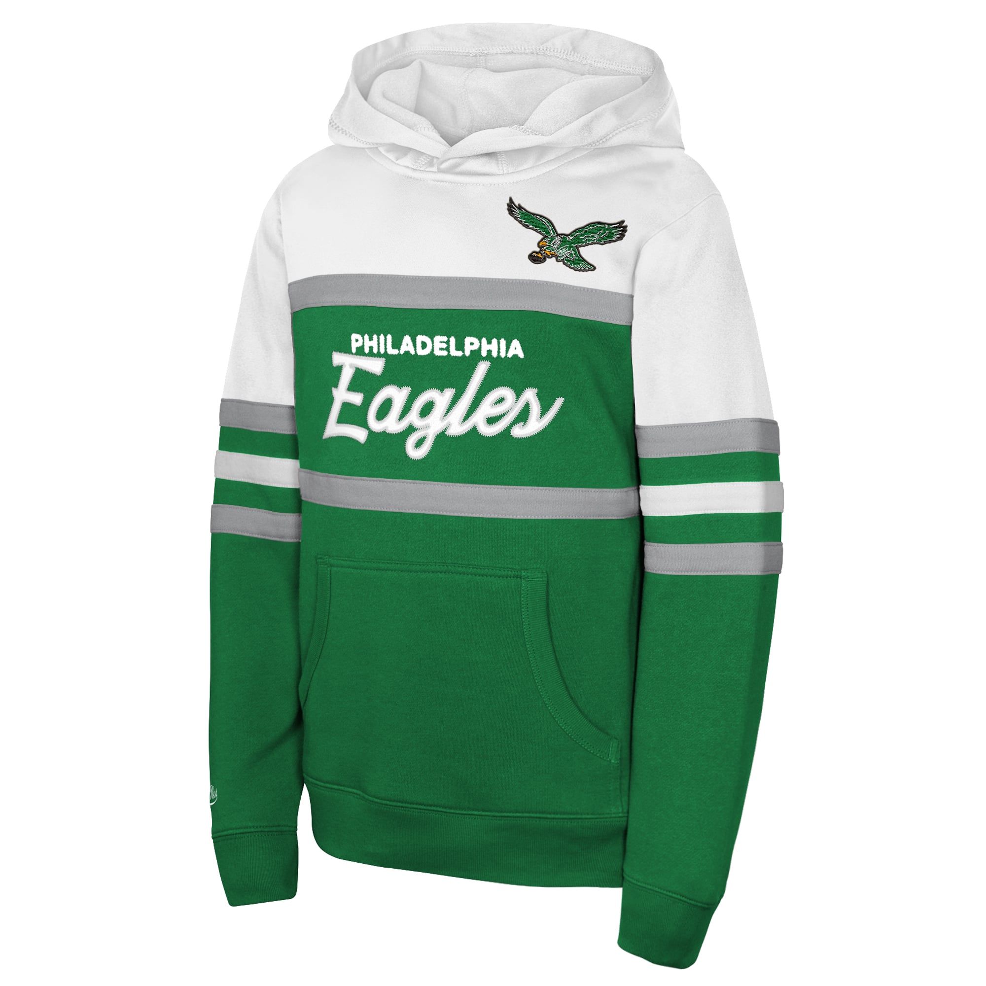 Youth Mitchell & Ness Kelly Green Philadelphia Eagles Throwback Head Coach Hoodie