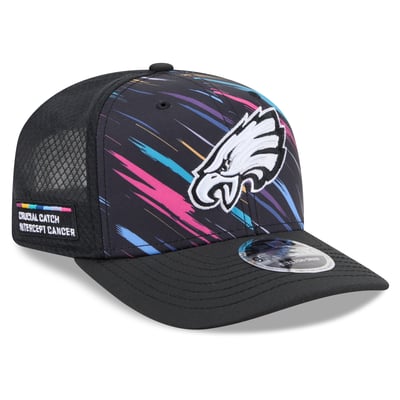 Philadelphia Eagles New Era Youth 2026 NFL Crucial Catch 9SEVENTY Adjustable Trucker Hat - Black