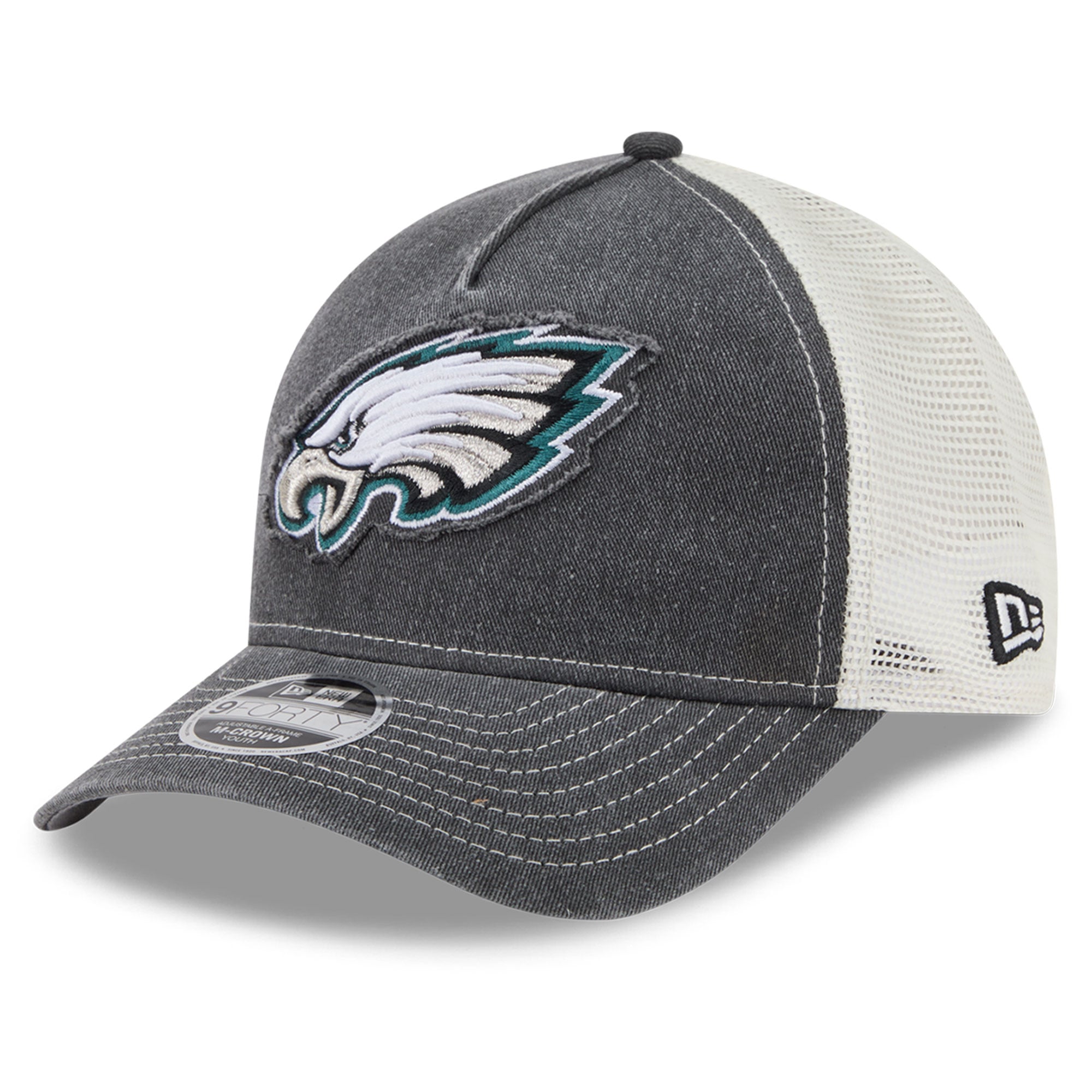 Casquette trucker ajustable New Era noire Philadelphia Eagles 9FORTY A-Frame M-Crown pour jeunes