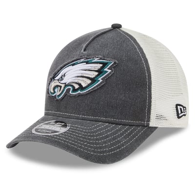  Philadelphia Eagles New Era Youth Fan 9FORTY A-Frame Trucker Adjustable Hat - Black