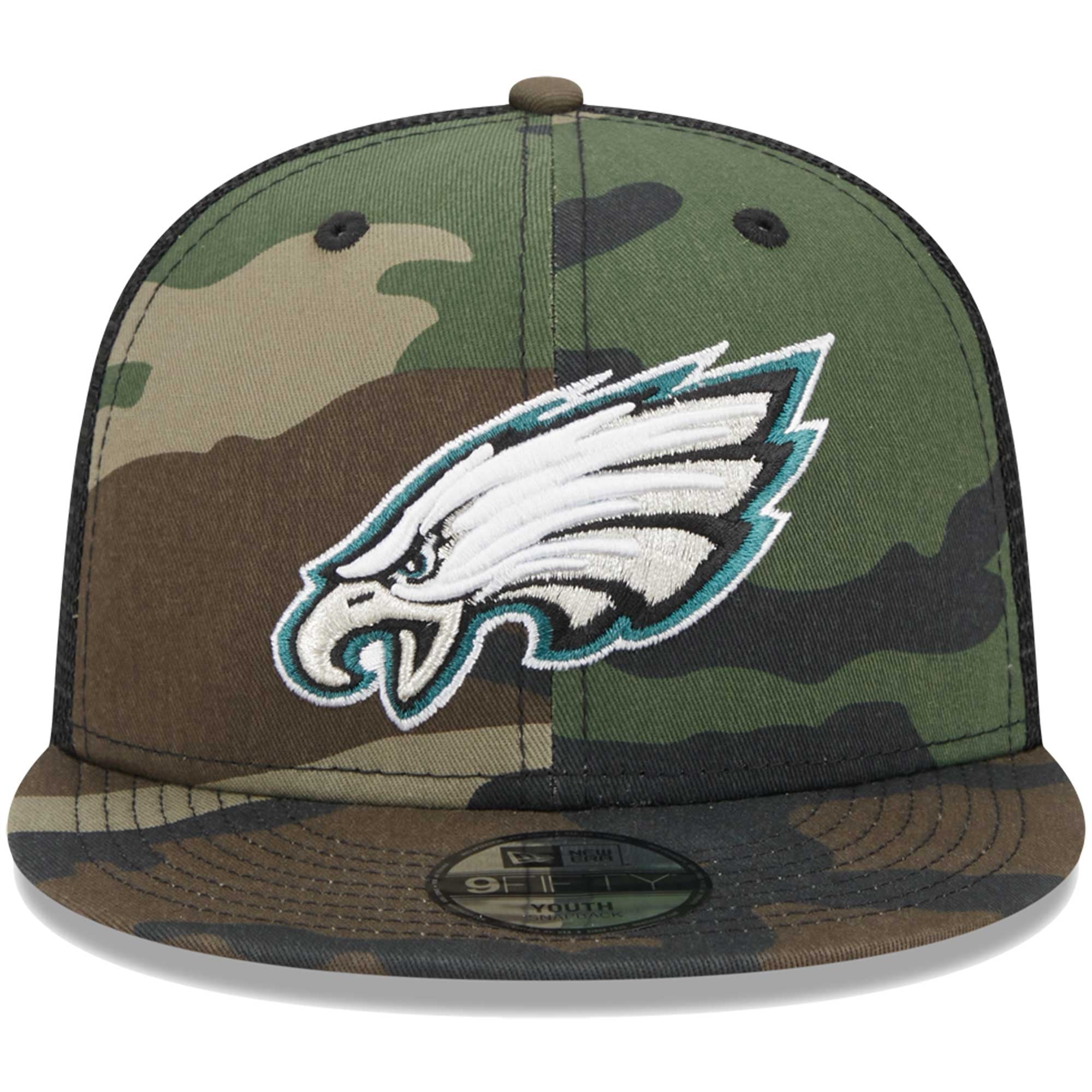 Casquette New Era Camo Philadelphia Eagles Main Trucker 9FIFTY Snapback pour jeune