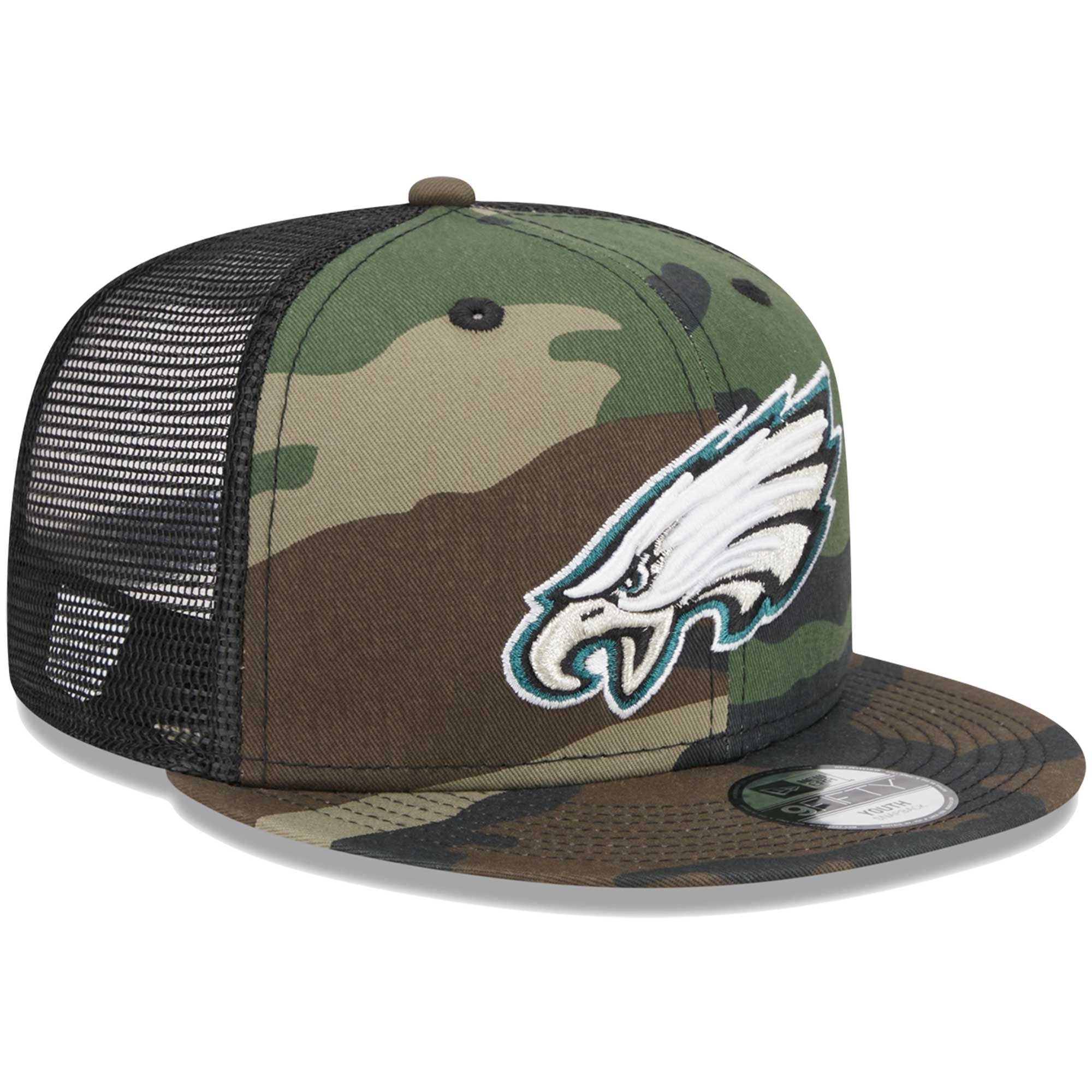 Casquette New Era Camo Philadelphia Eagles Main Trucker 9FIFTY Snapback pour jeune