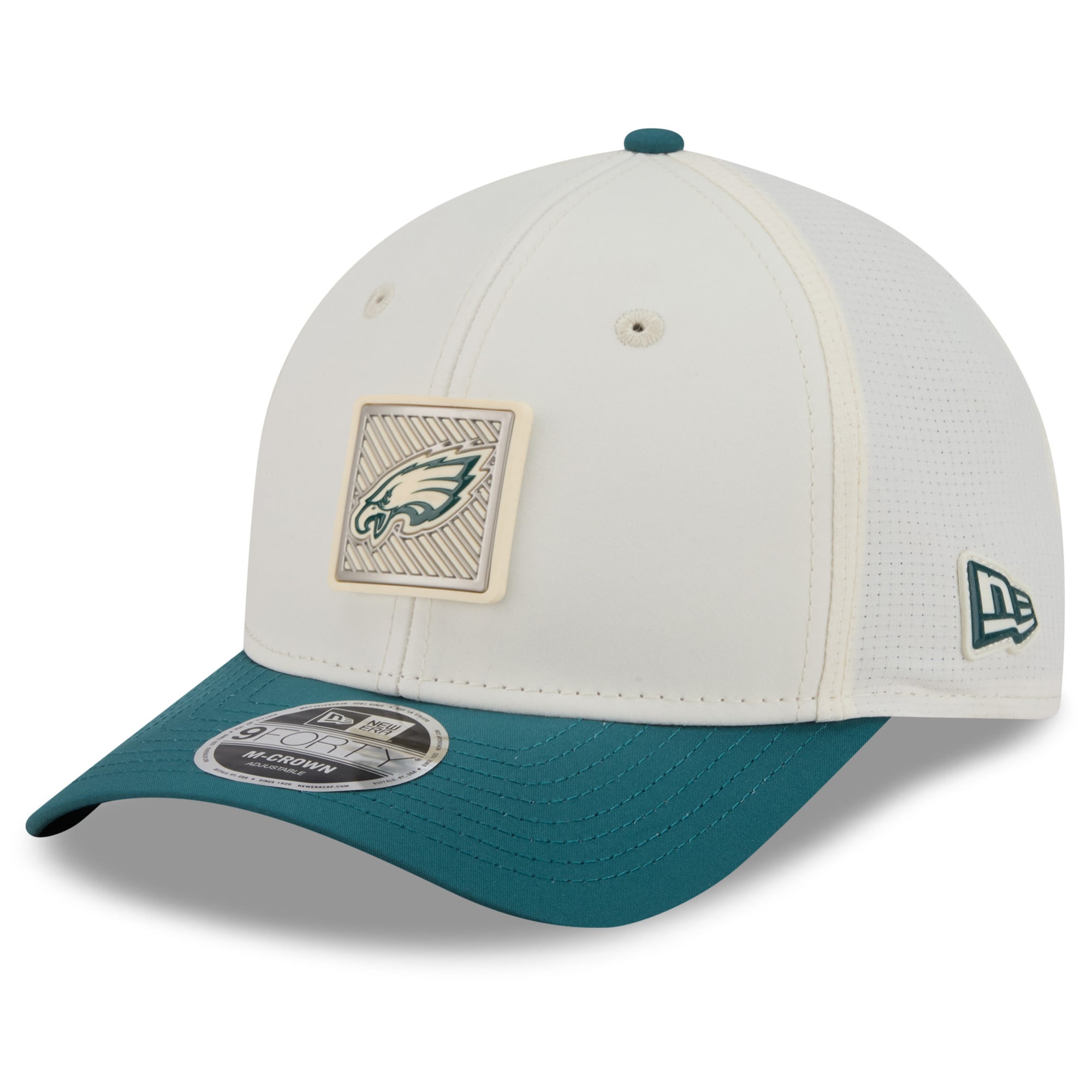 Youth New Era Cream/Midnight Green Philadelphia Eagles 2026 Training Camp 9FORTY M-Crown Adjustable Hat