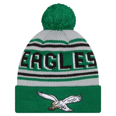 Philadelphia Eagles New Era Youth Main Cuffed Knit Hat with Pom - Kelly Green