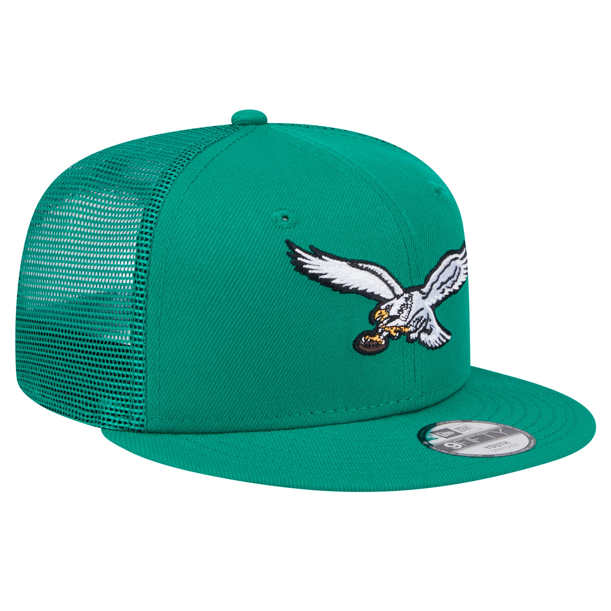 Casquette Snapback 9FIFTY pour jeunes des Philadelphia Eagles Main Trucker New Era vert nuit