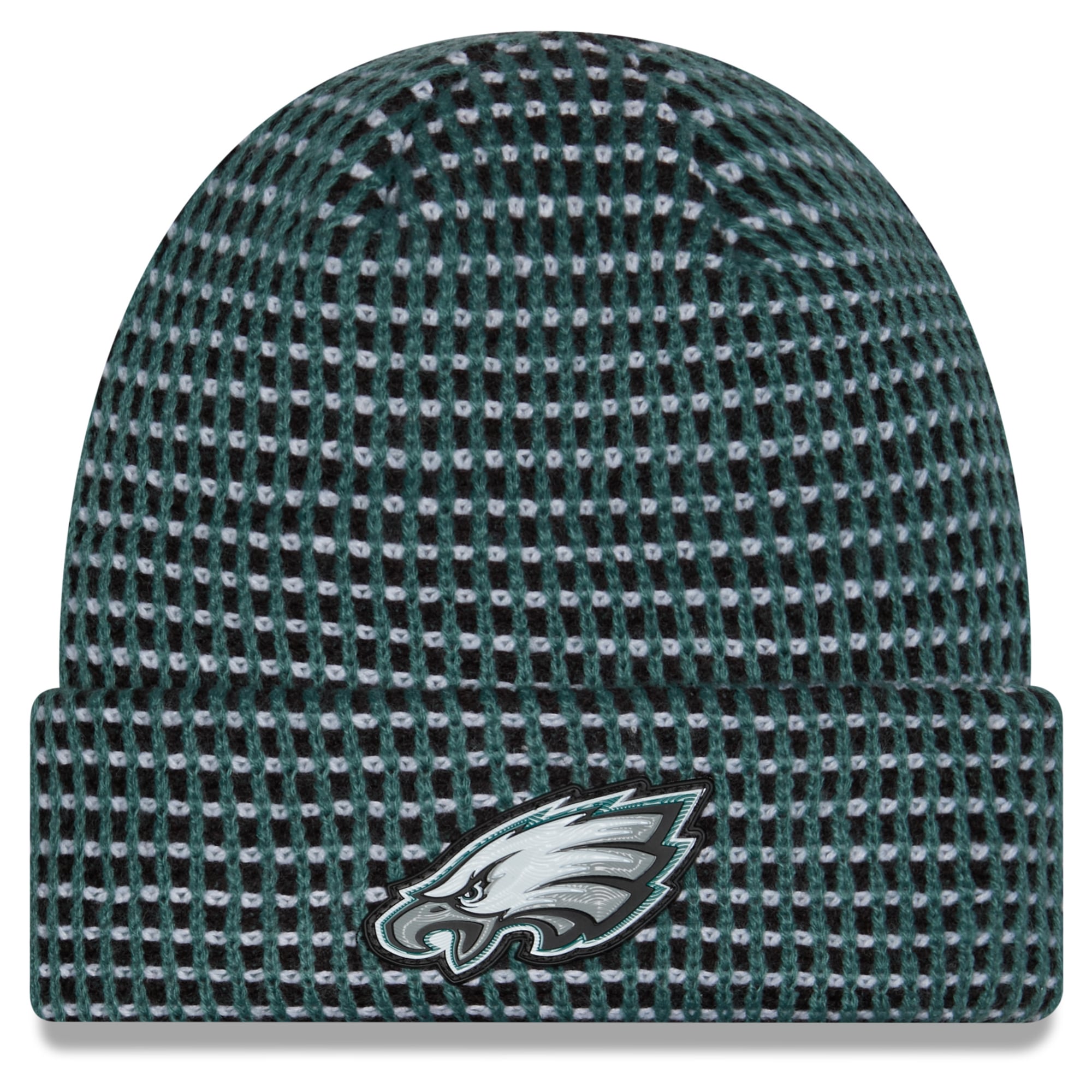 Bonnet à revers vert nuit New Era pour enfant, Philadelphia Eagles 2026, modèle Sideline, idéal pour les temps froids.