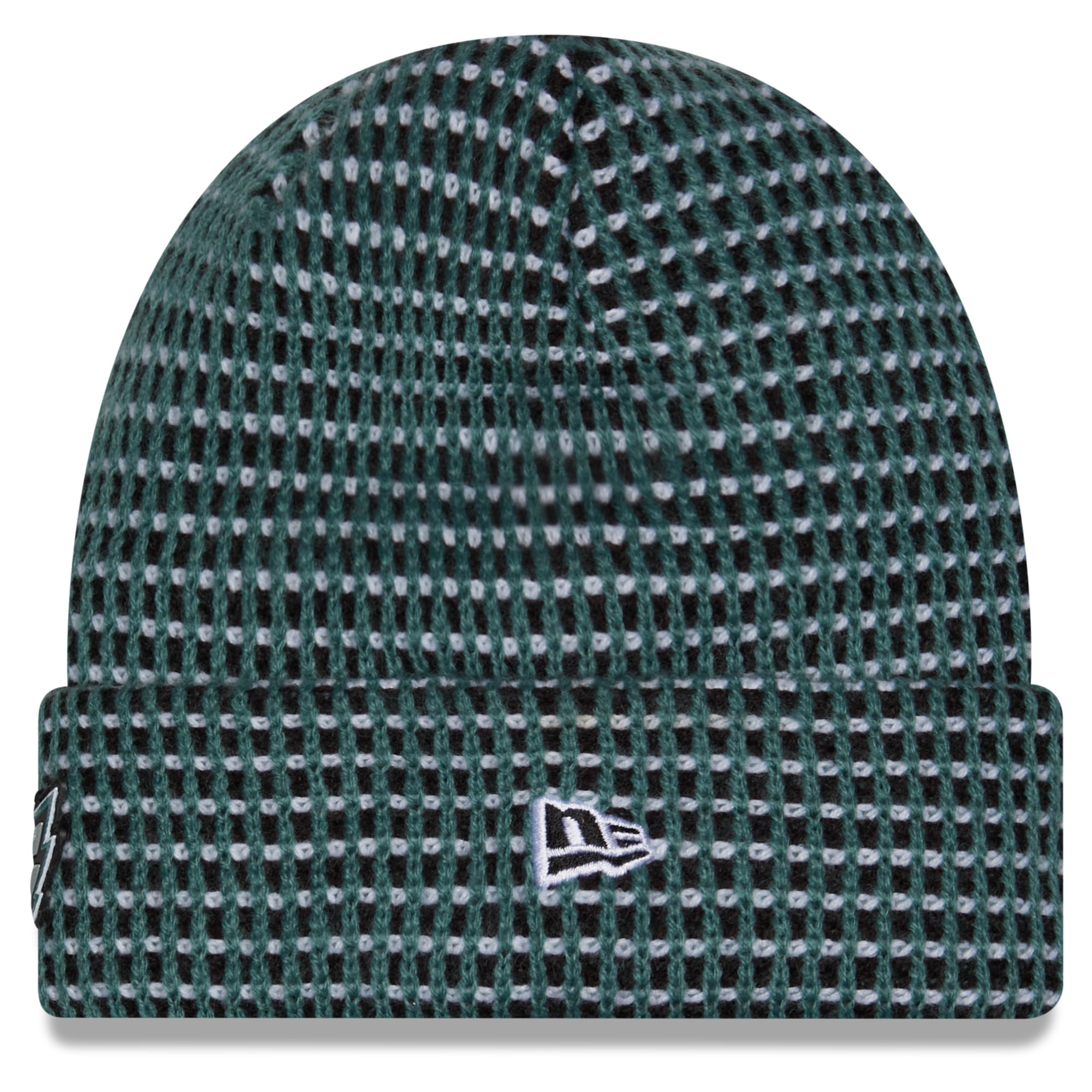 Bonnet à revers vert nuit New Era pour enfant, Philadelphia Eagles 2026, modèle Sideline, idéal pour les temps froids.