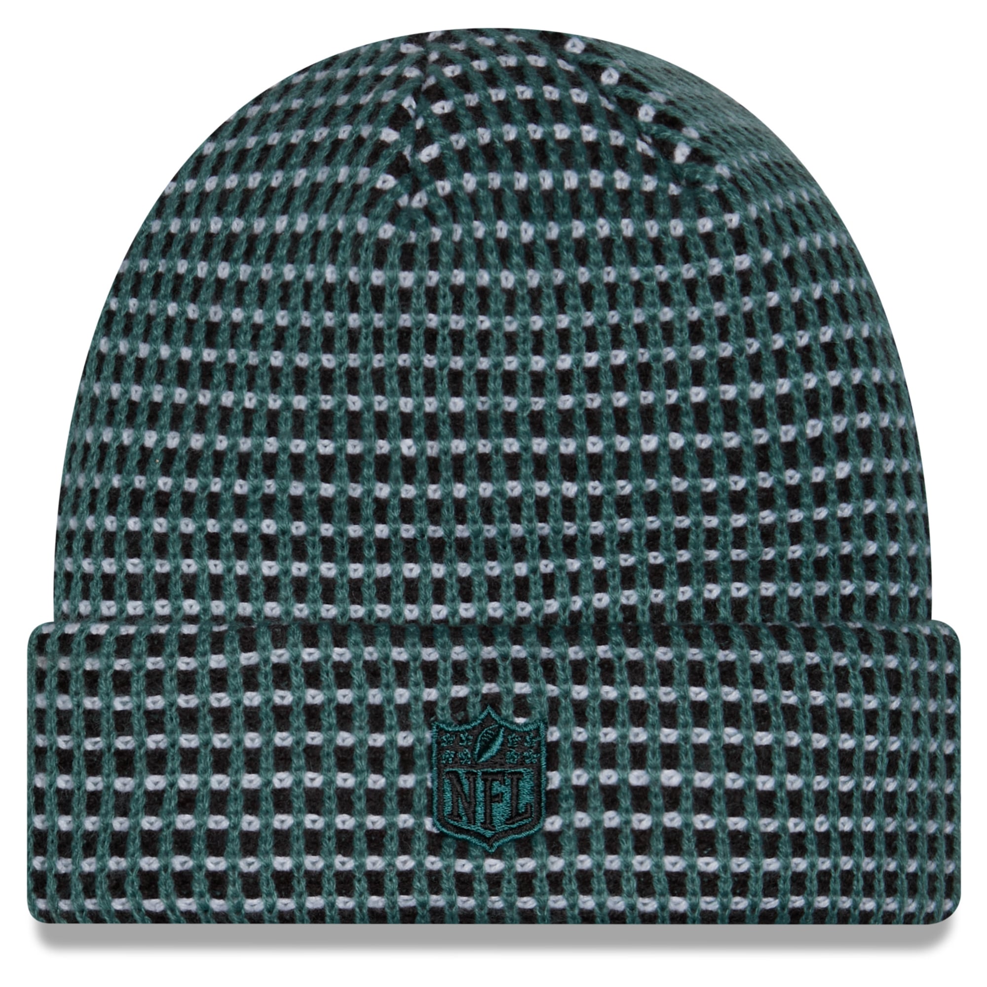 Bonnet à revers vert nuit New Era pour enfant, Philadelphia Eagles 2026, modèle Sideline, idéal pour les temps froids.