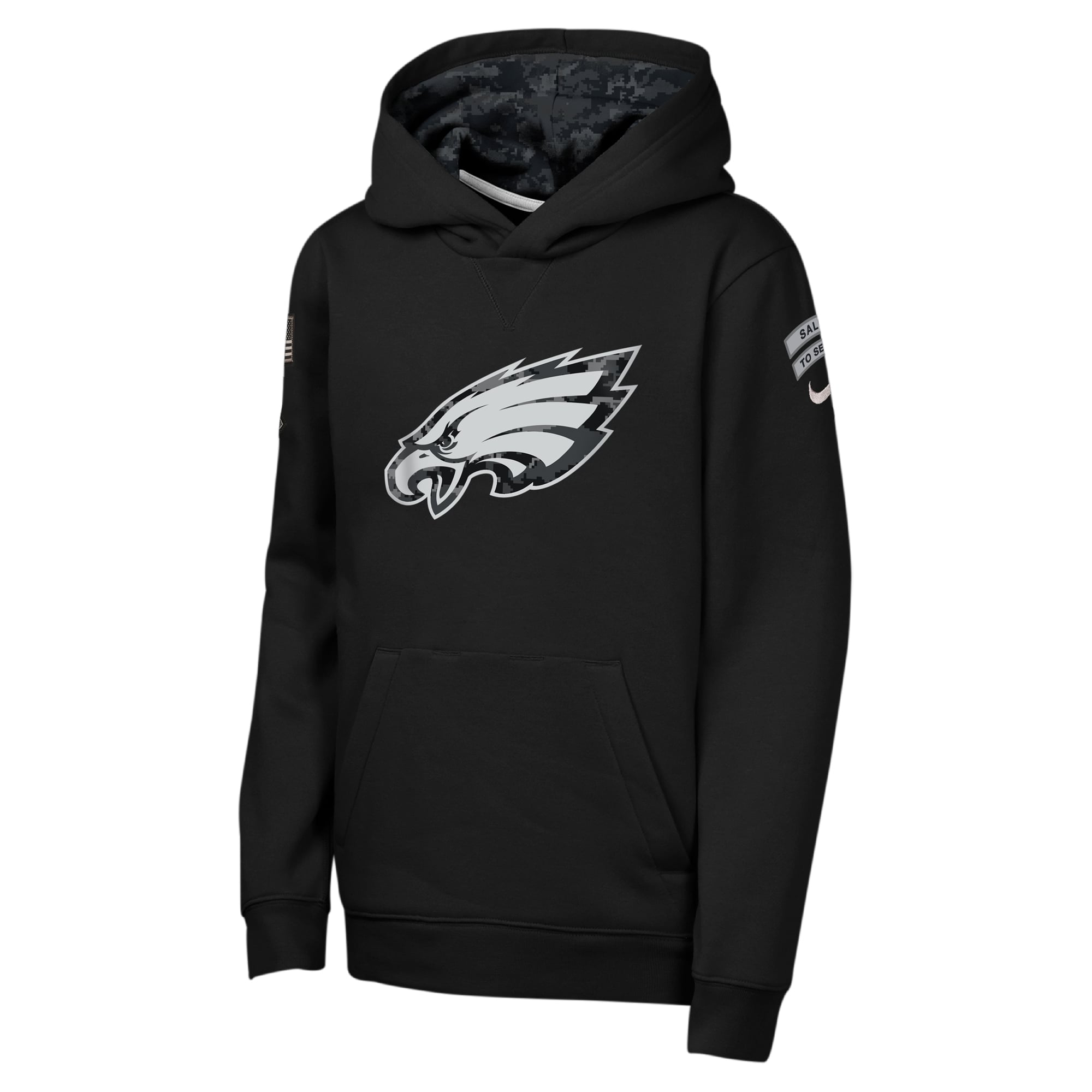 Sweat à capuche polaire Nike Philadelphia Eagles 2026 Salute to Service Club pour jeunes, noir