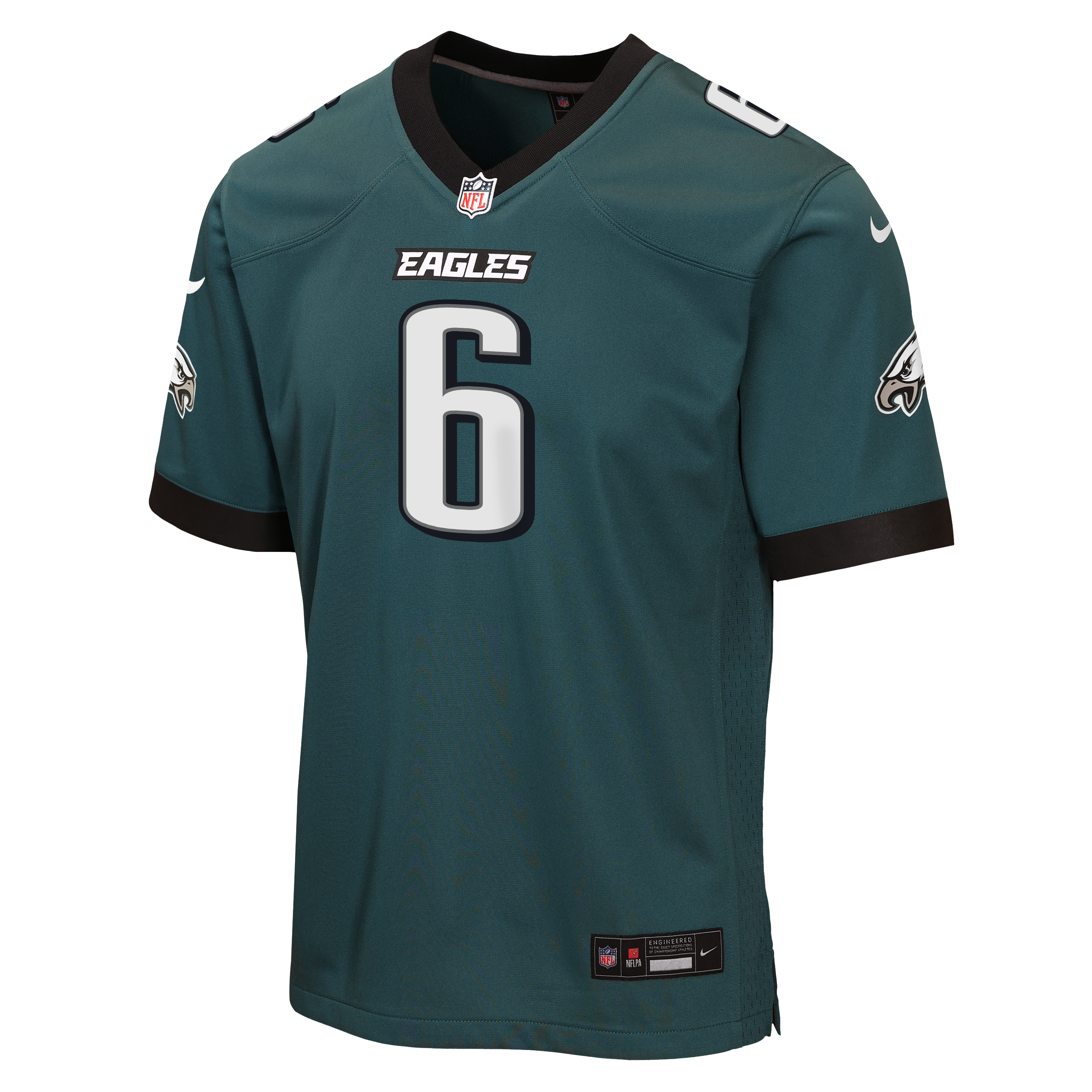 Maillot de match Nike DeVonta Smith vert nuit pour enfant, Philadelphia Eagles, l'équipe des Eagles Philadelphie.