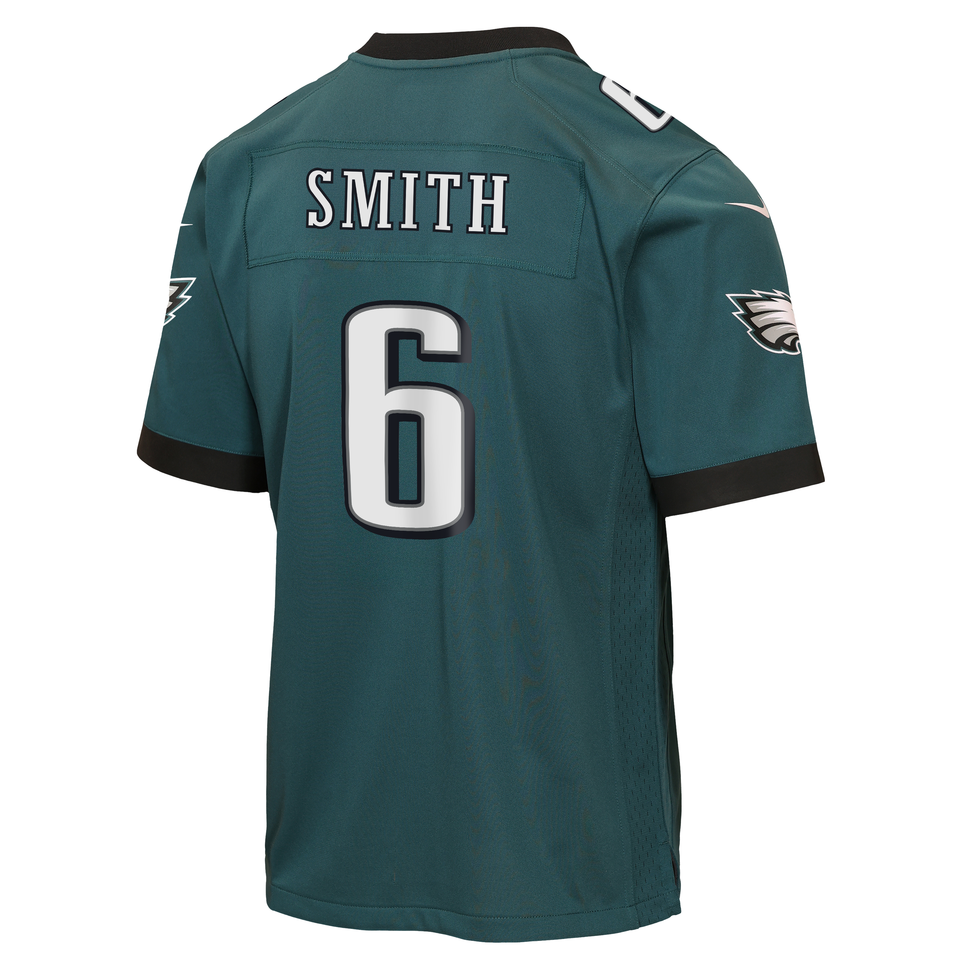 Maillot de match Nike DeVonta Smith vert nuit pour enfant, Philadelphia Eagles, l'équipe des Eagles Philadelphie.
