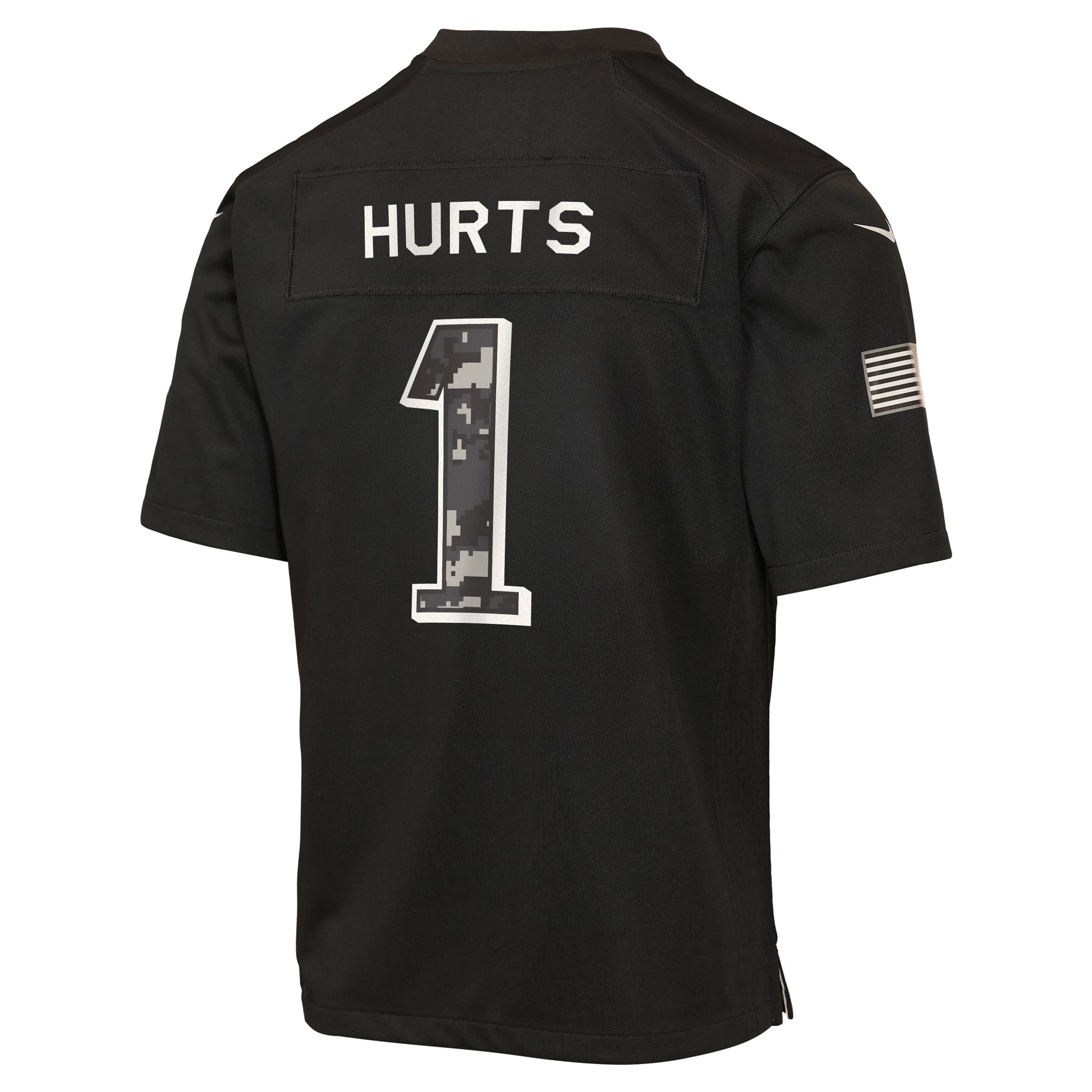 Maillot Nike Jalen Hurts noir pour enfant, Philadelphia Eagles, édition spéciale 2026 « Salute to Service ».