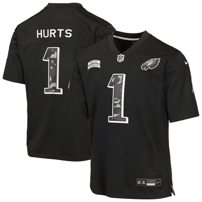Jalen Hurts Philadelphia Eagles Nike Youth 2026 Salute to Service Game Jersey  - Black