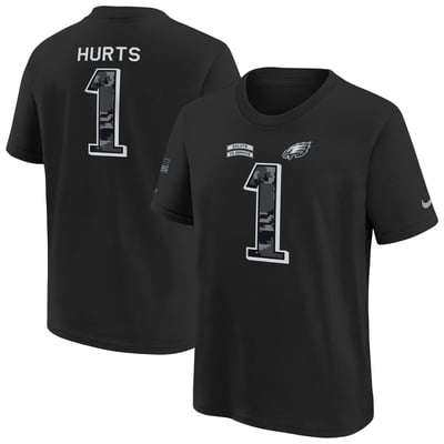 Jalen Hurts Philadelphia Eagles Nike Youth 2026 Salute to Service Name & Number T-Shirt  - Black