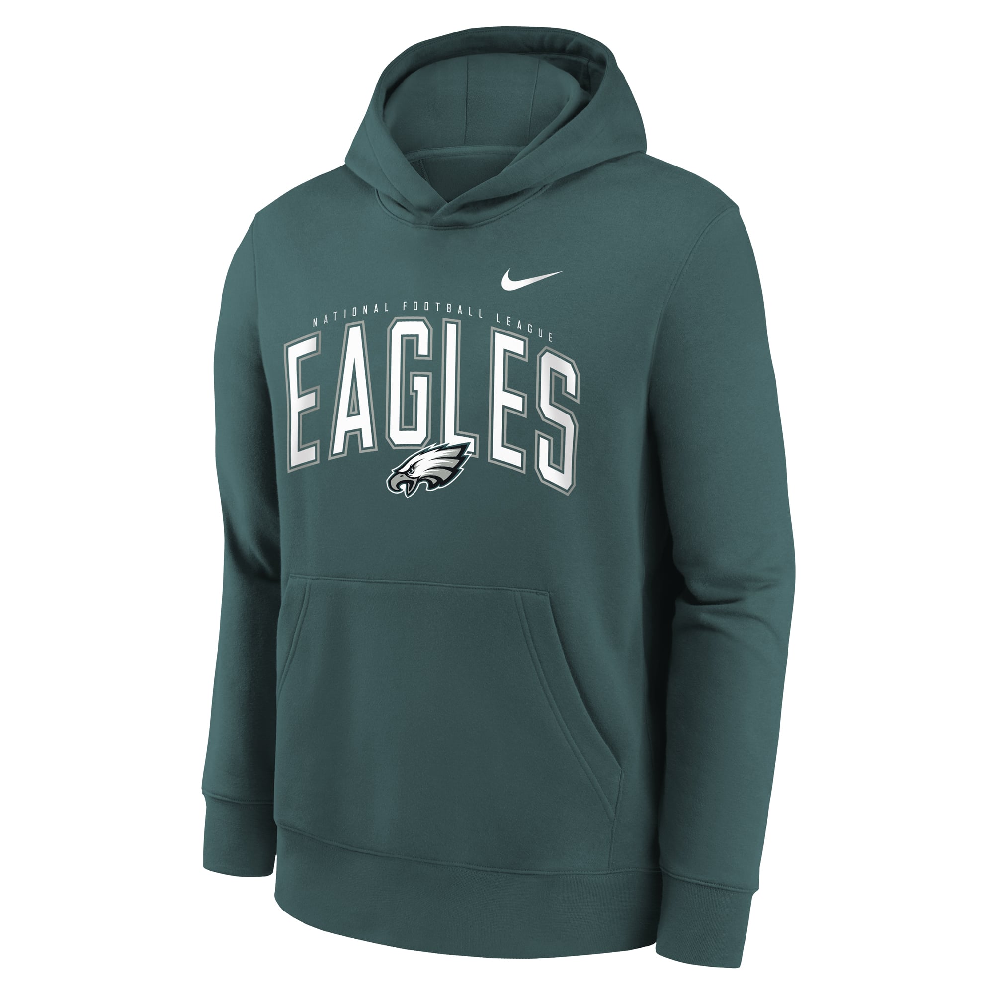 Youth Nike Midnight Green Philadelphia Eagles Logo Arch Fleece Hoodie