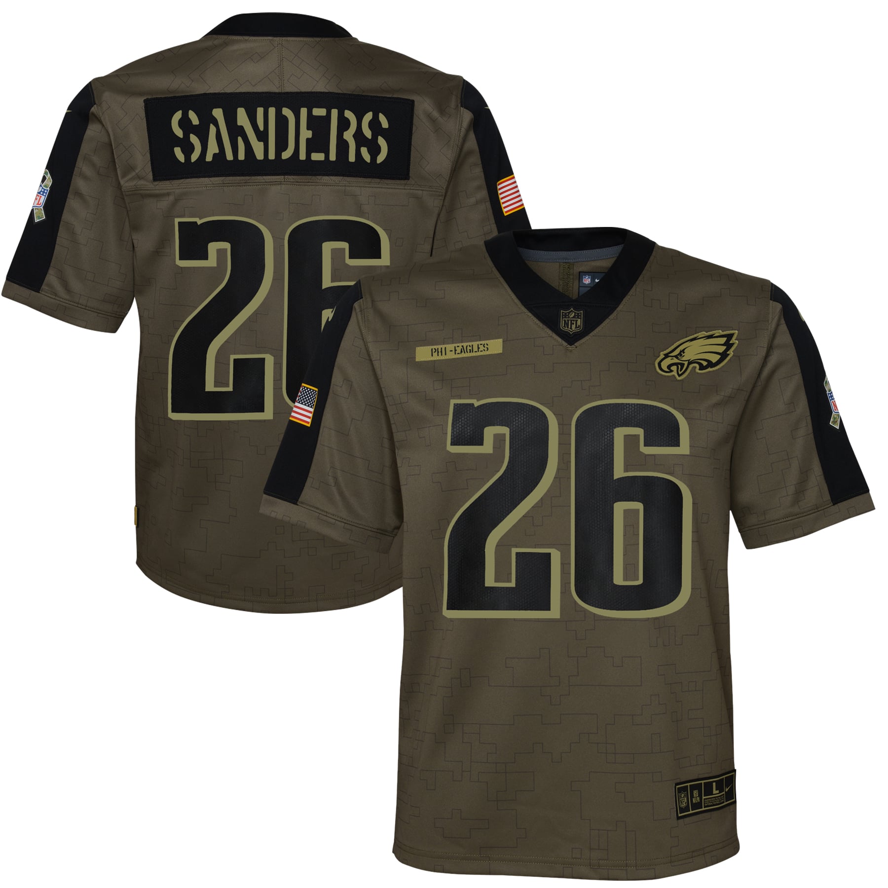 Youth Nike Miles Sanders Olive Philadelphia Eagles Salute To