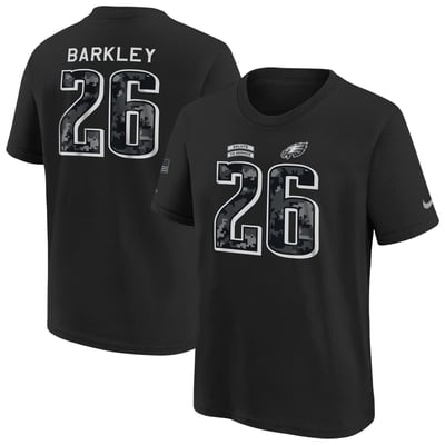 Saquon Barkley Philadelphia Eagles Nike Youth 2026 Salute to Service Name & Number T-Shirt  - Black