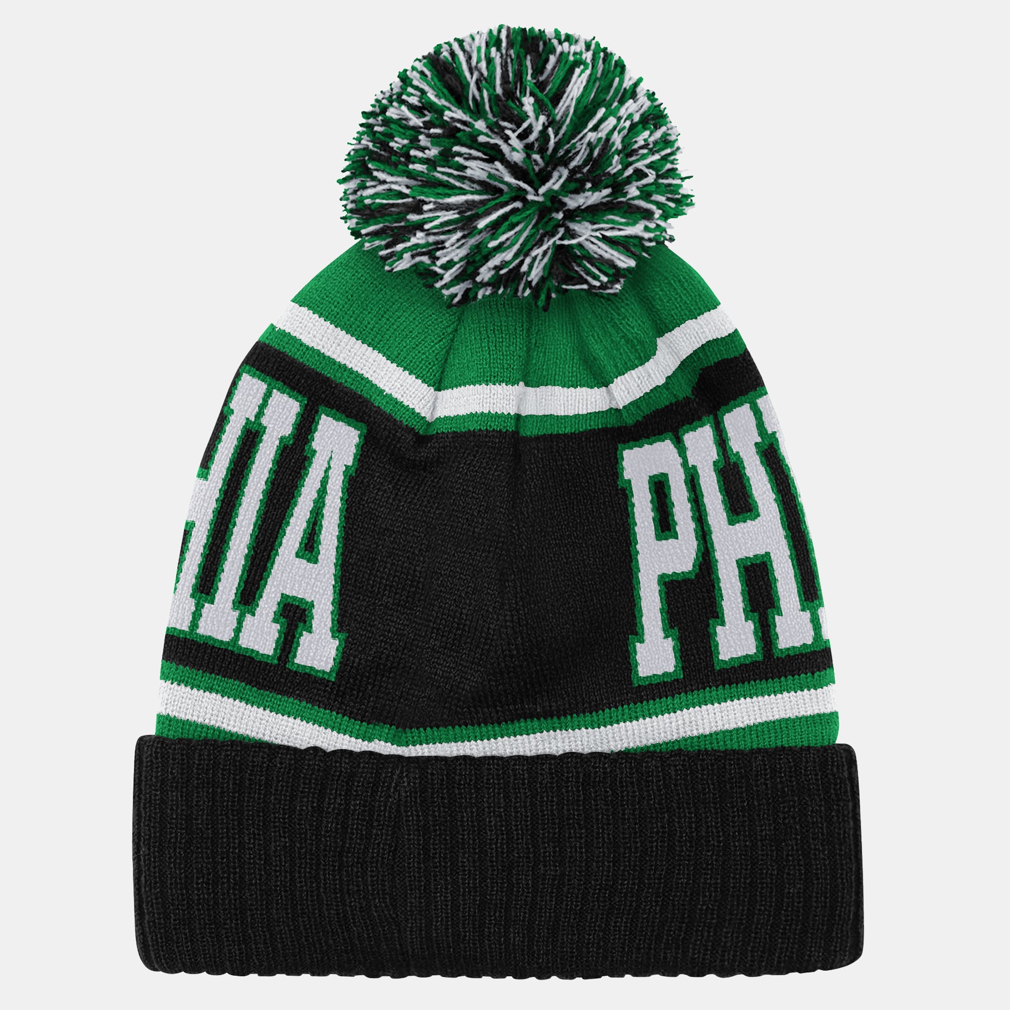 Youth Outerstuff Black/Kelly Green Philadelphia Eagles Retro Highlight Cuffed Knit Hat with Pom