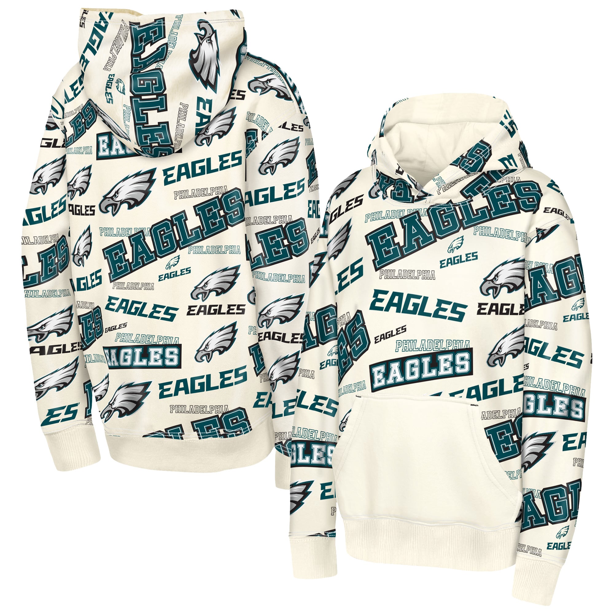 Youth Outerstuff Cream Philadelphia Eagles Shake & Bake Hoodie
