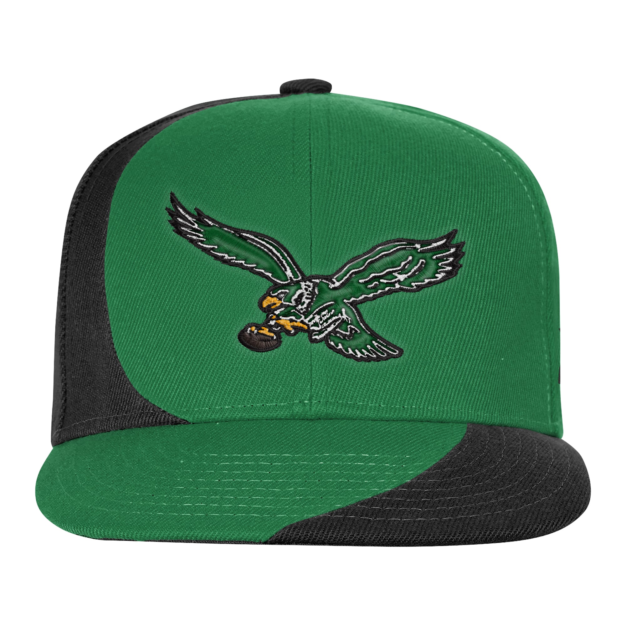 Casquette rétro snapback Youth Outerstuff vert Kelly/noir Philadelphia Eagles Side Swipe