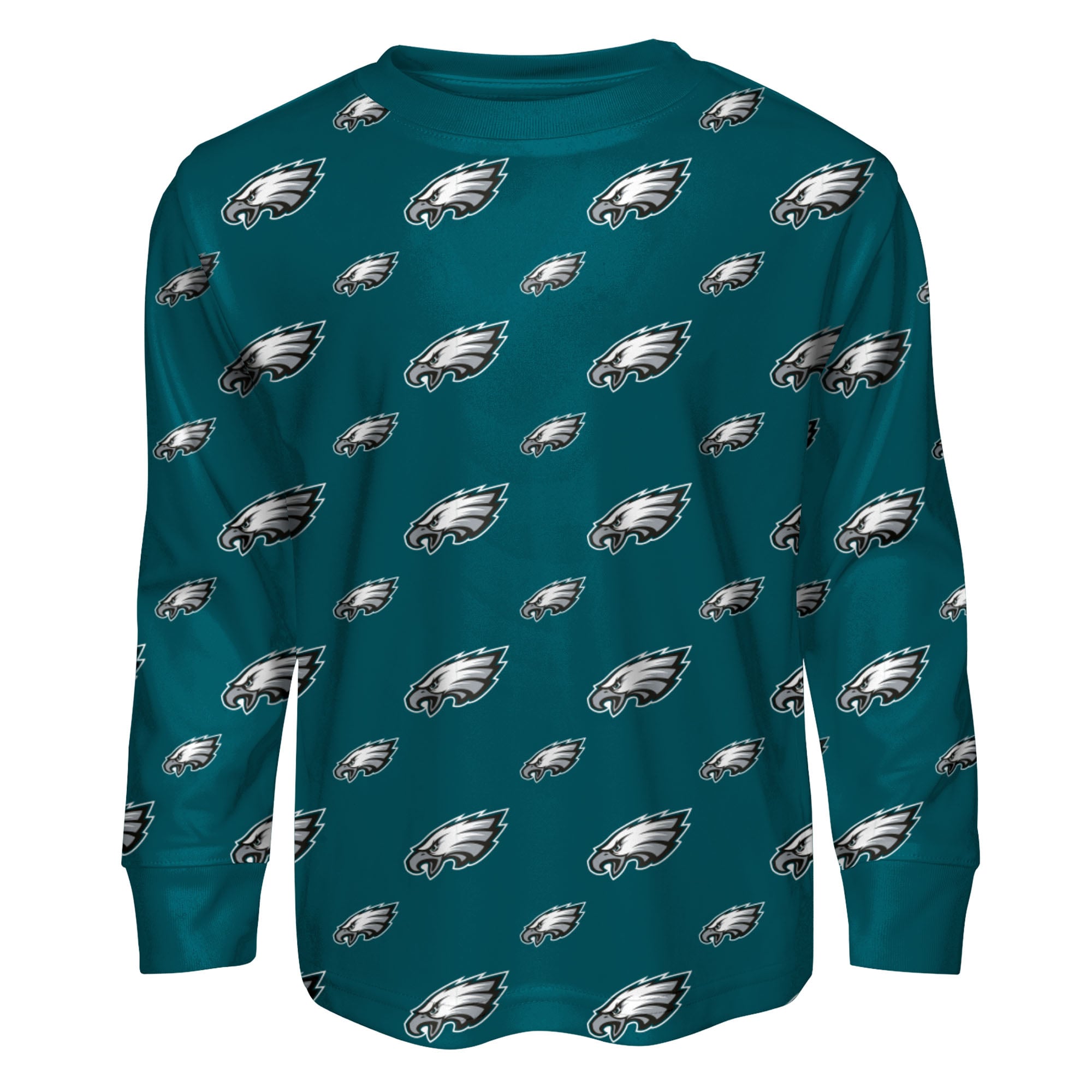 Ensemble de nuit Youth Outerstuff avec t-shirt à manches longues et pantalon imprimés des Philadelphia Eagles vert