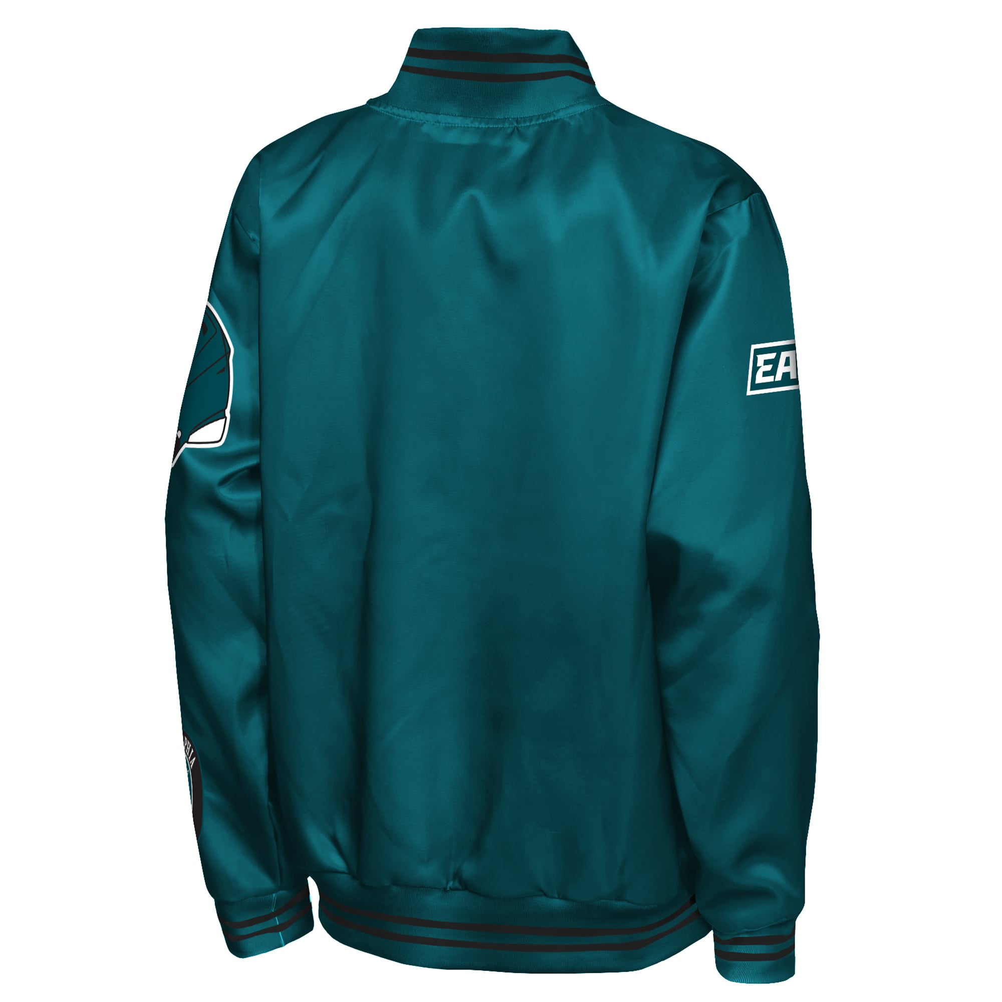 Veste universitaire Youth Outerstuff Midnight Green Philadelphia Eagles Grid Runner en satin avec écusson