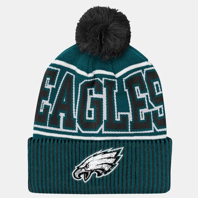 Philadelphia Eagles Outerstuff Youth Highlight Cuffed Knit Hat with Pom - Midnight Green