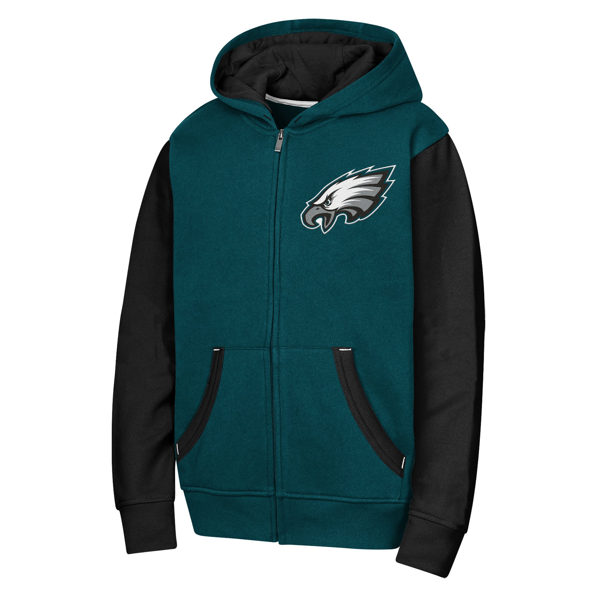 Sweat à capuche zippé Youth Outerstuff Midnight Green Philadelphia Eagles Stadium Colorblock