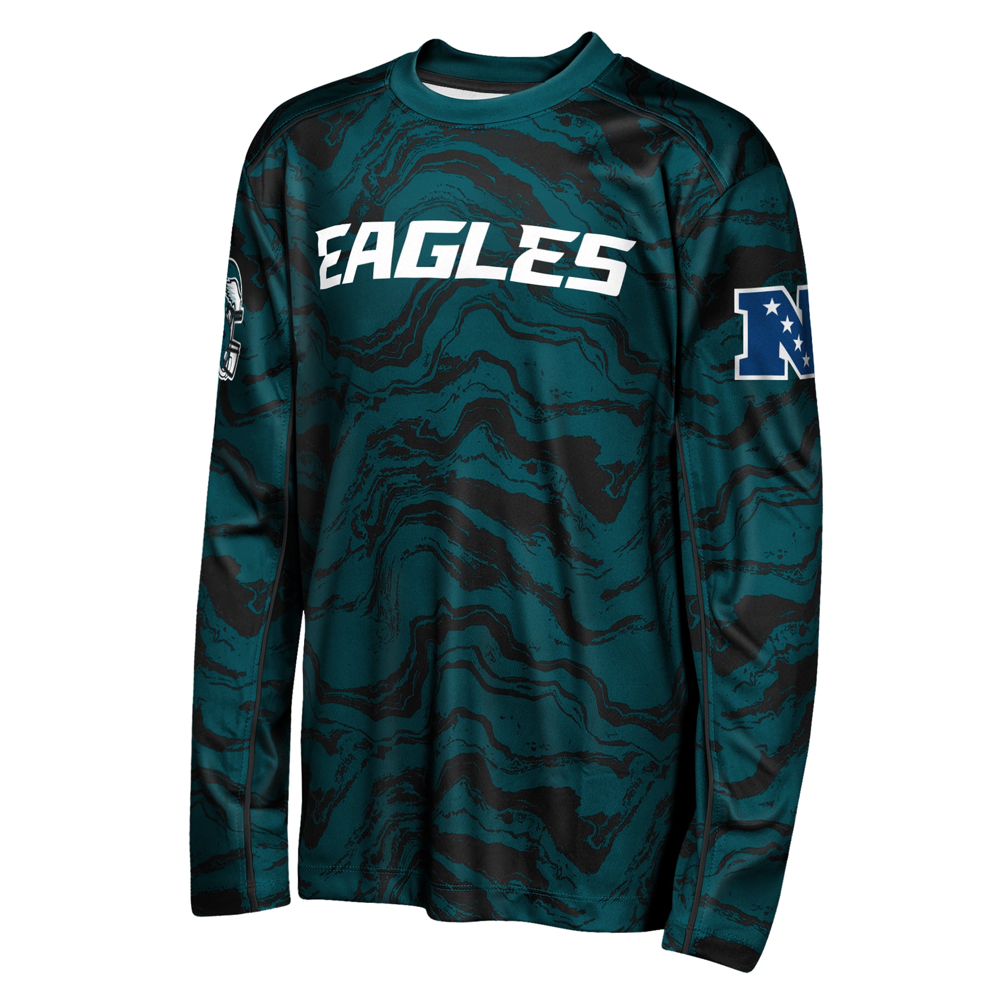 Youth Outerstuff Midnight Green Philadelphia Eagles Tailgate Performance Long Sleeve T-Shirt