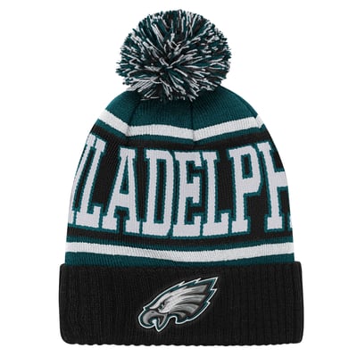 Philadelphia Eagles Outerstuff Youth True Edge Cuffed Knit Hat with Pom - Midnight Green