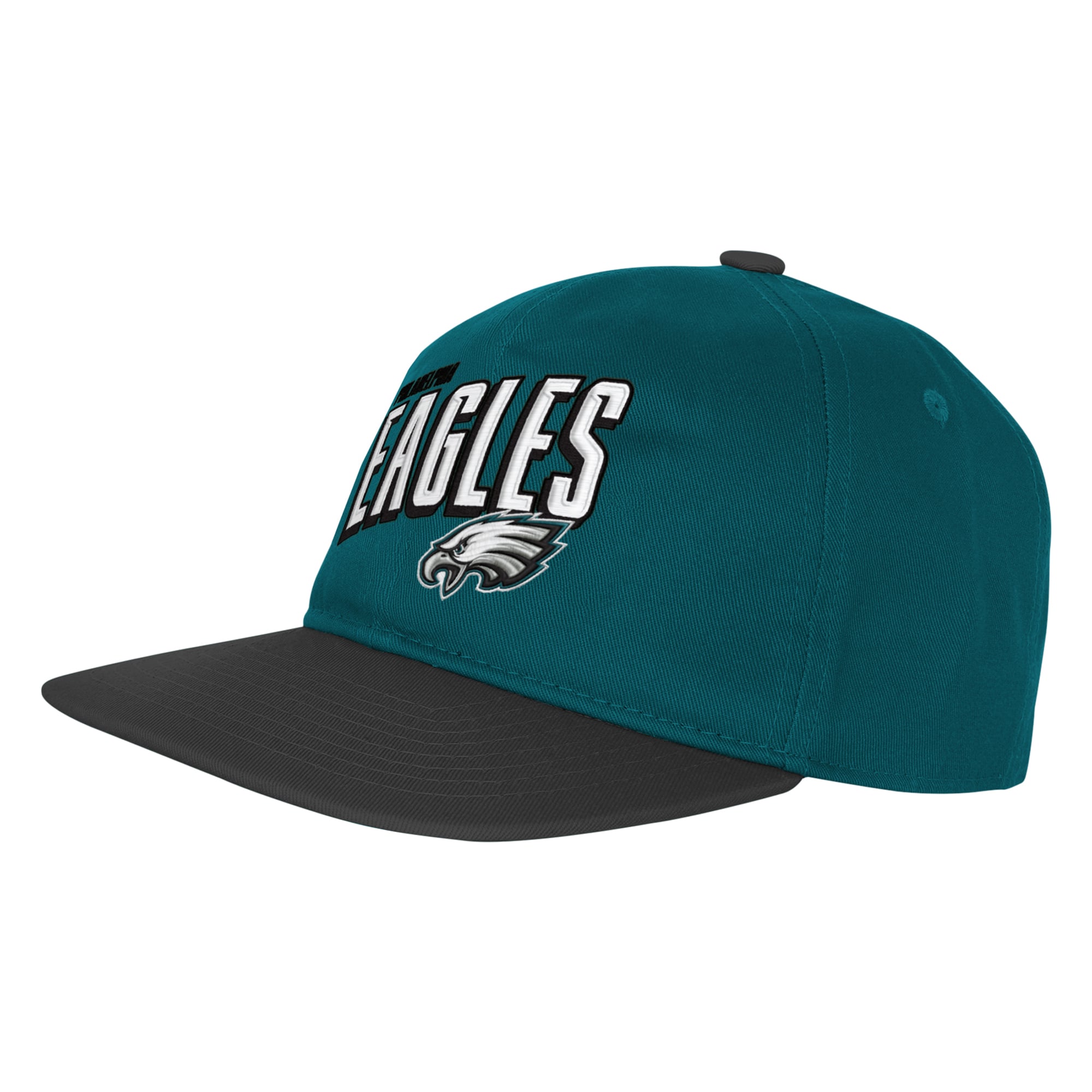 Casquette snapback à visière plate vert nuit/noir des Eagles de Philadelphie pour jeunes