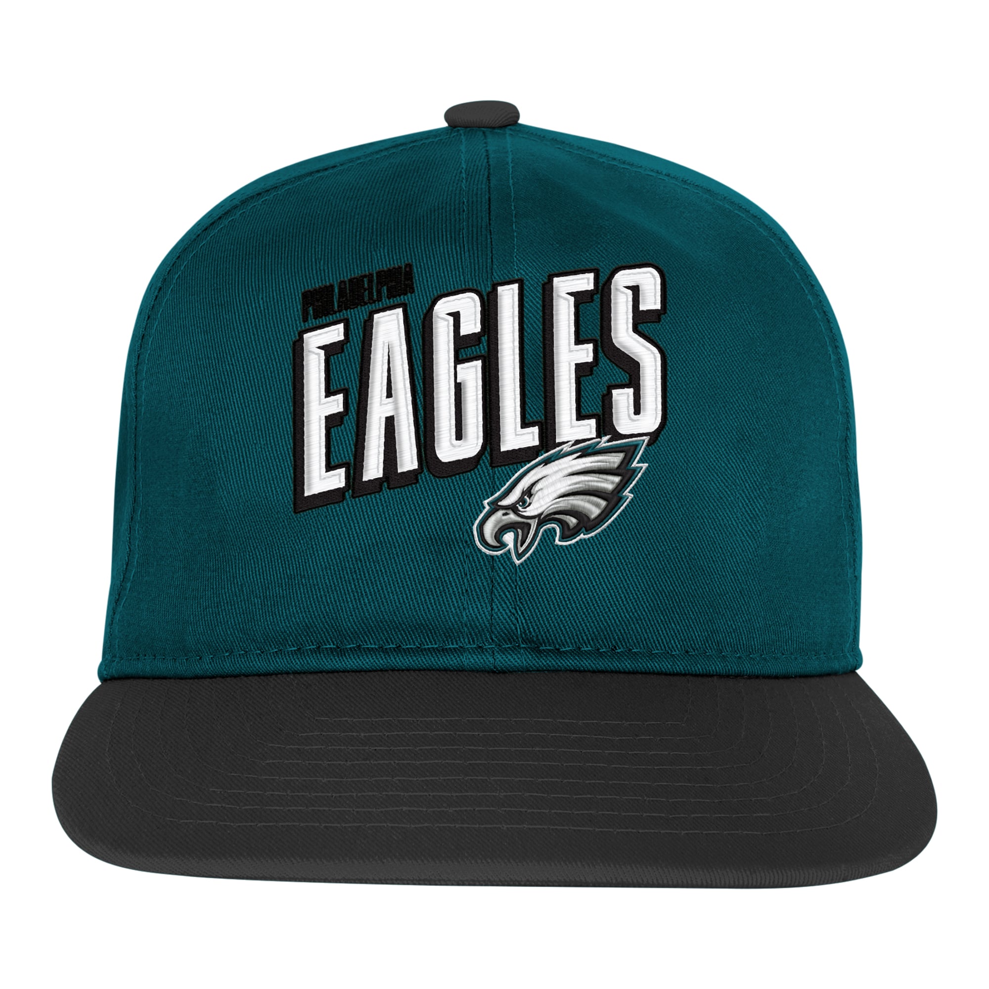 Casquette snapback à visière plate vert nuit/noir des Eagles de Philadelphie pour jeunes