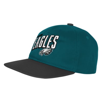 Philadelphia Eagles Outerstuff Youth Flat Brim Snapback Hat - Midnight Green/Black
