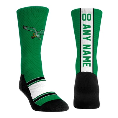  Philadelphia Eagles Rock Em Youth Throwback Jersey Custom Crew Socks - Kelly Green