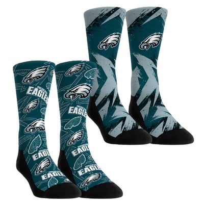  Philadelphia Eagles Rock Em Youth Game Day Two-Pack Crew Sock Set - Teal