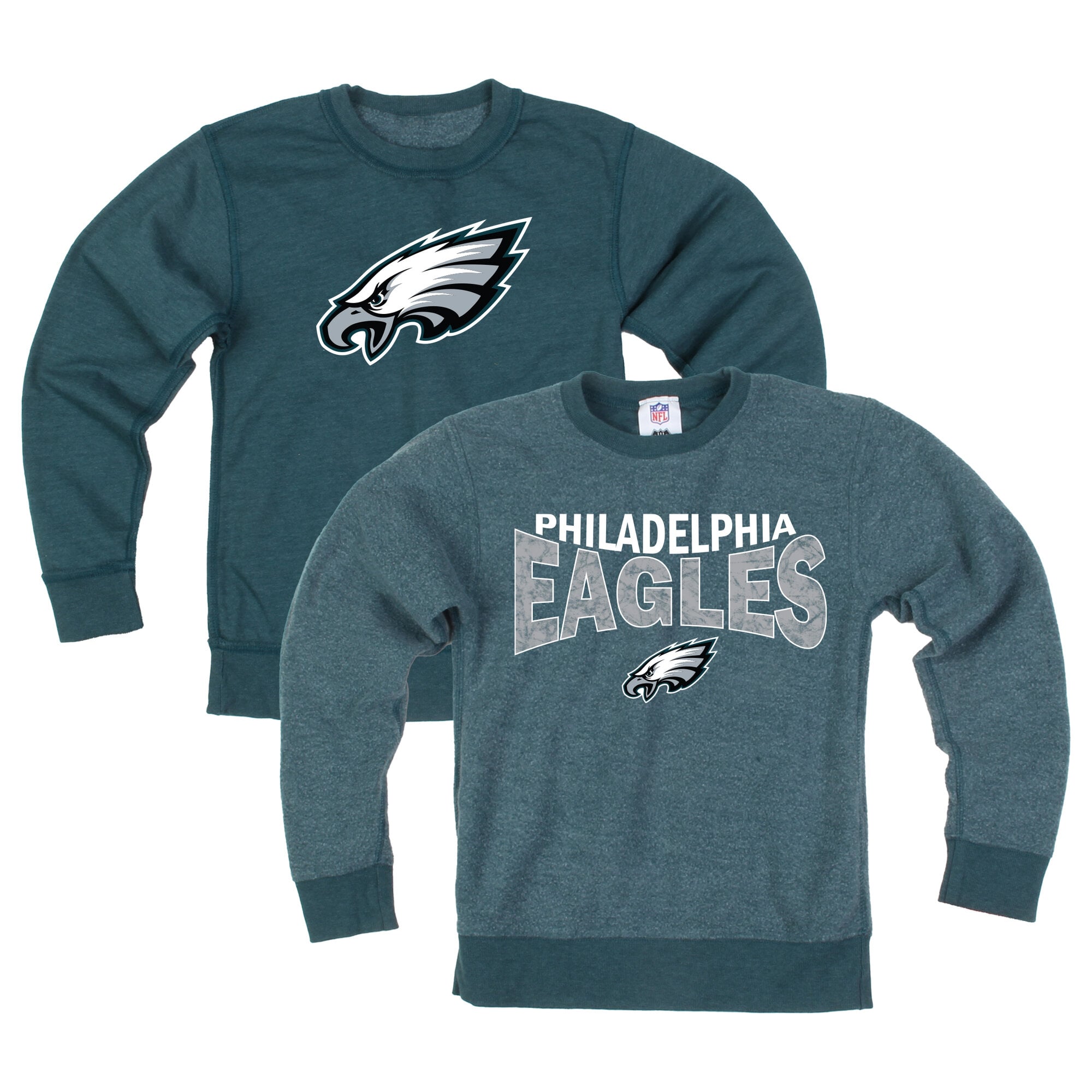 Youth Wes & Willy Midnight Green Philadelphia Eagles Reversible Fleece Sweatshirt