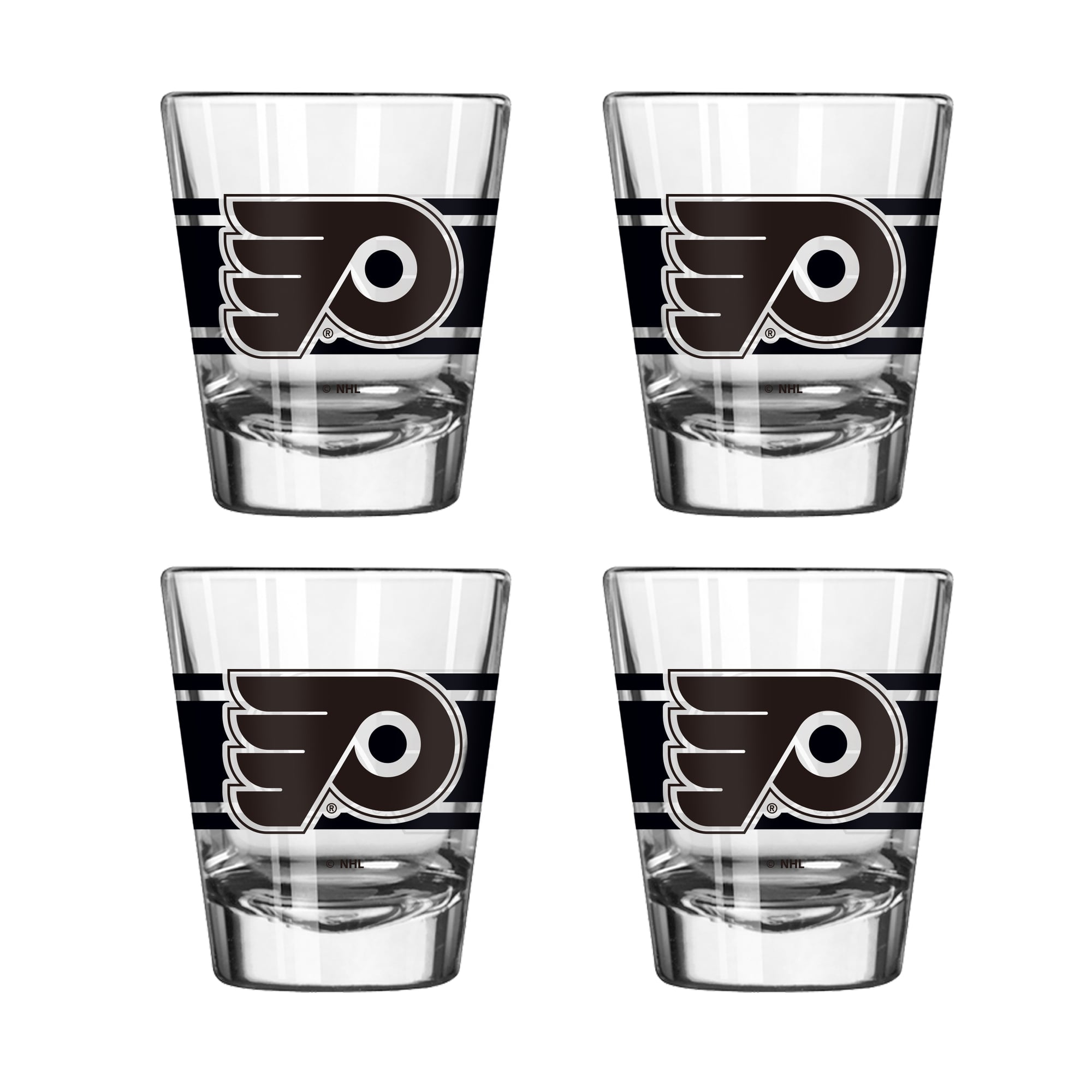 Ensemble de quatre verres à liqueur rayés Logo Brands Philadelphia Flyers