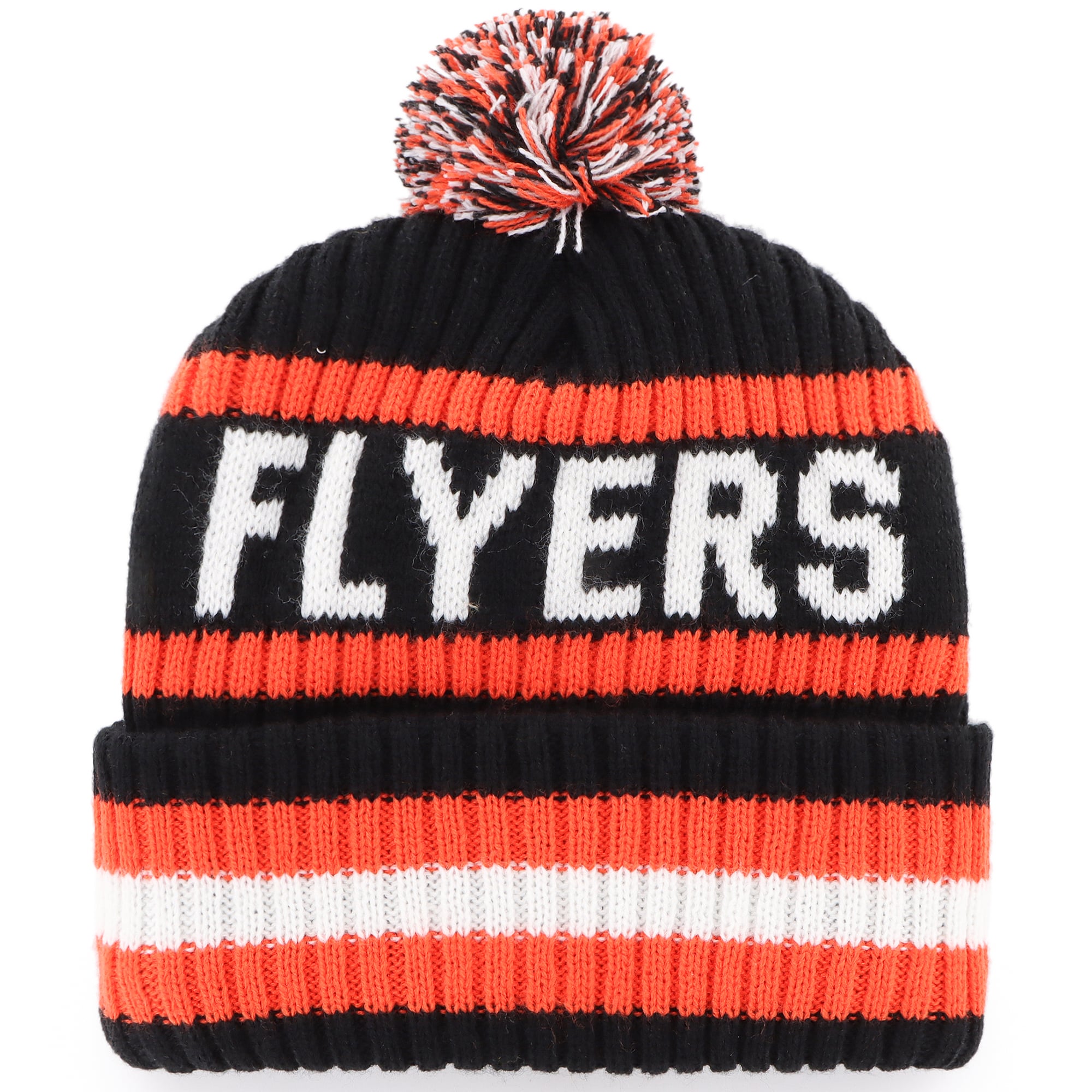 Bonnet en tricot à revers Bering des Flyers de Philadelphie noirs '47 pour homme avec pompon